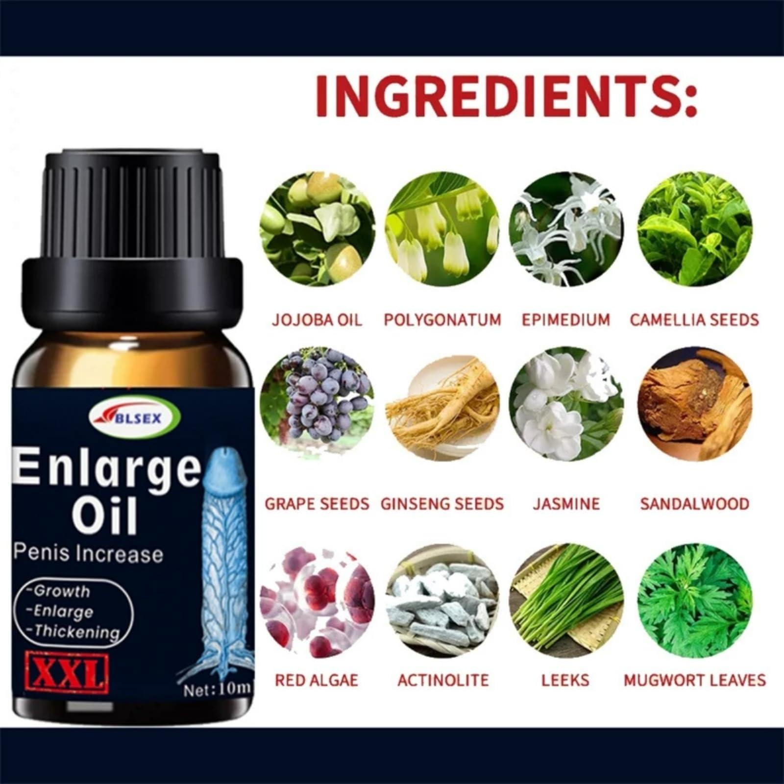 BLSEX BLSEX XXL Enlargement Oil Increase Male Enlarge Oil Growth Oil Fast Big Thick Long | 0.34 fl.oz | Pack of 1