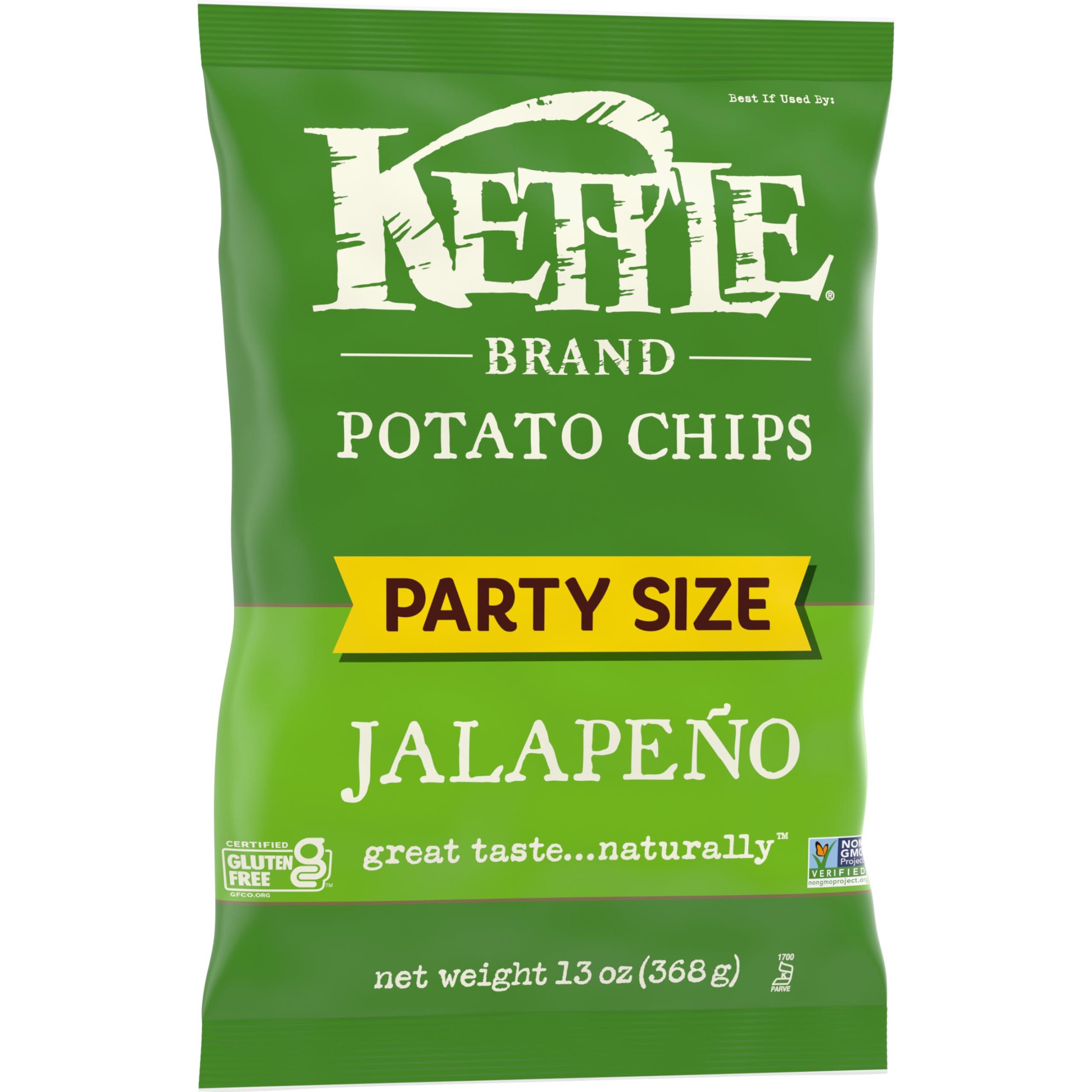 Kettle Brand Kettle Brand Potato Chips, Jalapeno Kettle Chips, Party Size, 13 Oz