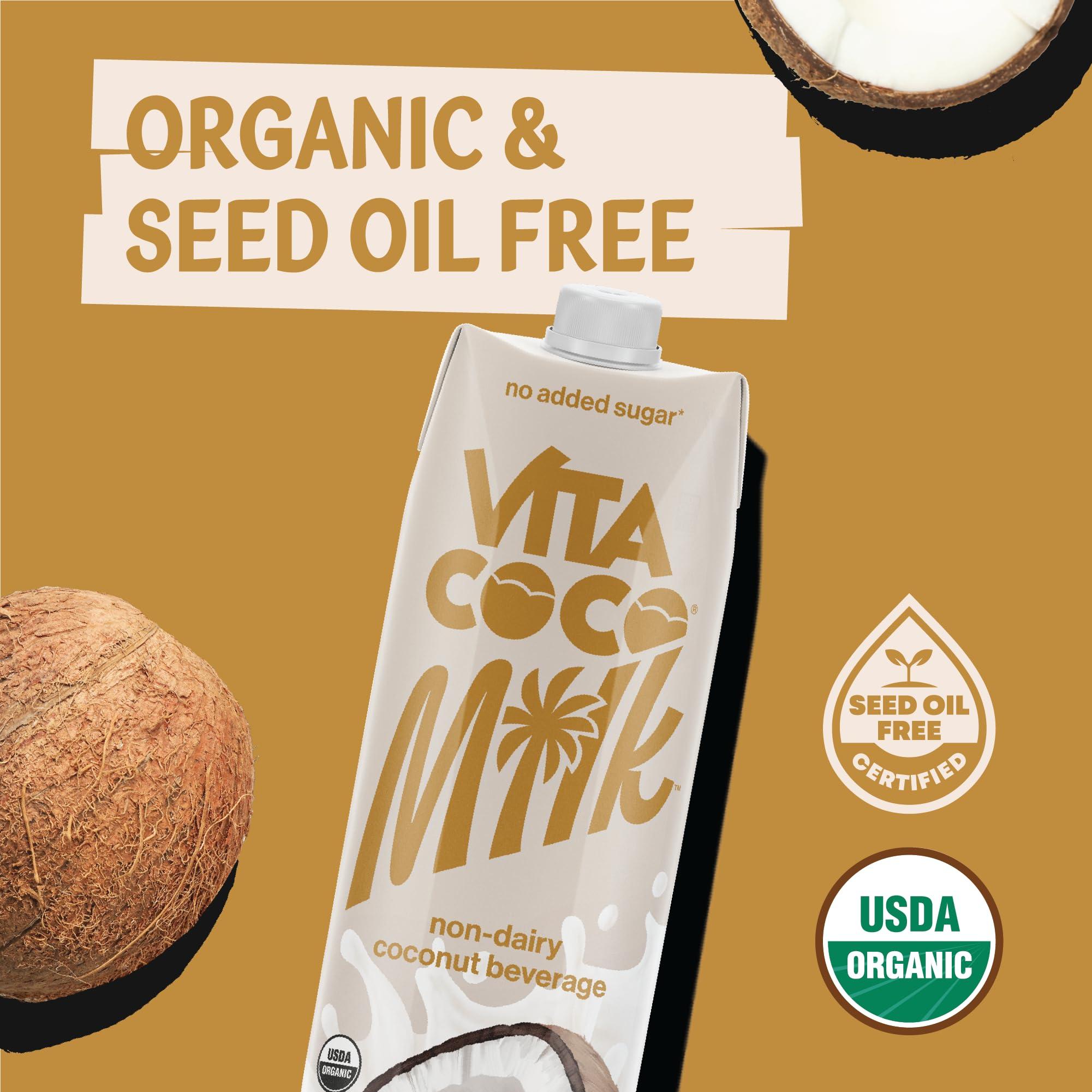 Vita Coco Vita Coco Vanilla Organic Coconut Milk, Plant Based, Dairy Free Milk Alternative - Gluten Free, Soy Free, and Unsweetened - Perfect Add to Cereal, Smoothies, Desserts -33.8 Fl Oz (Pack of 6)