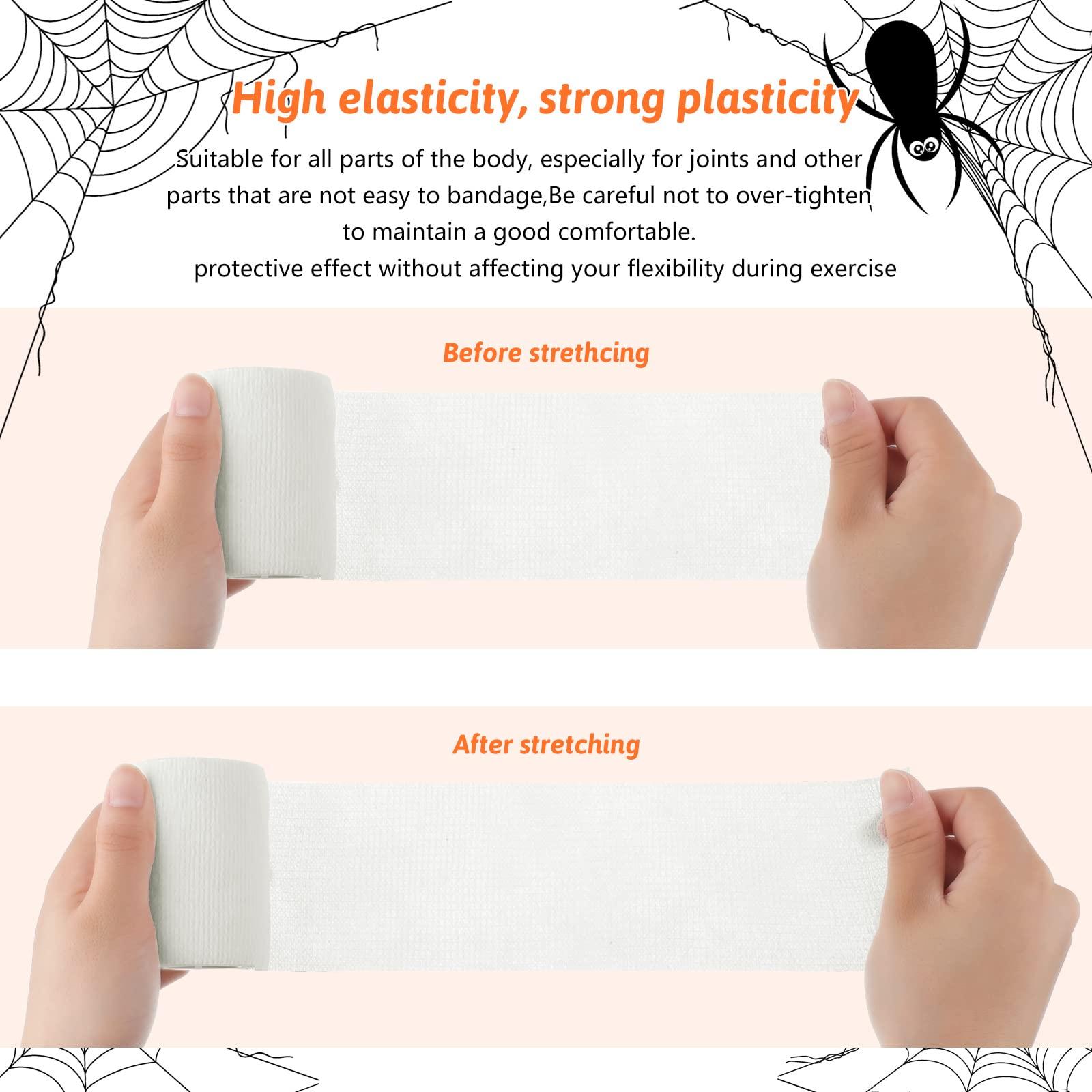 Lothee Lothee 10 Rolls 50 Yards Halloween Mummy Bandage Wrap for Costume Zombie Bandage Gauze Rolls, 5 Sizes, Self Adhesive Bandage Wrap Stretch Cosplay Bandages Mummy Costume Cloth Bandages