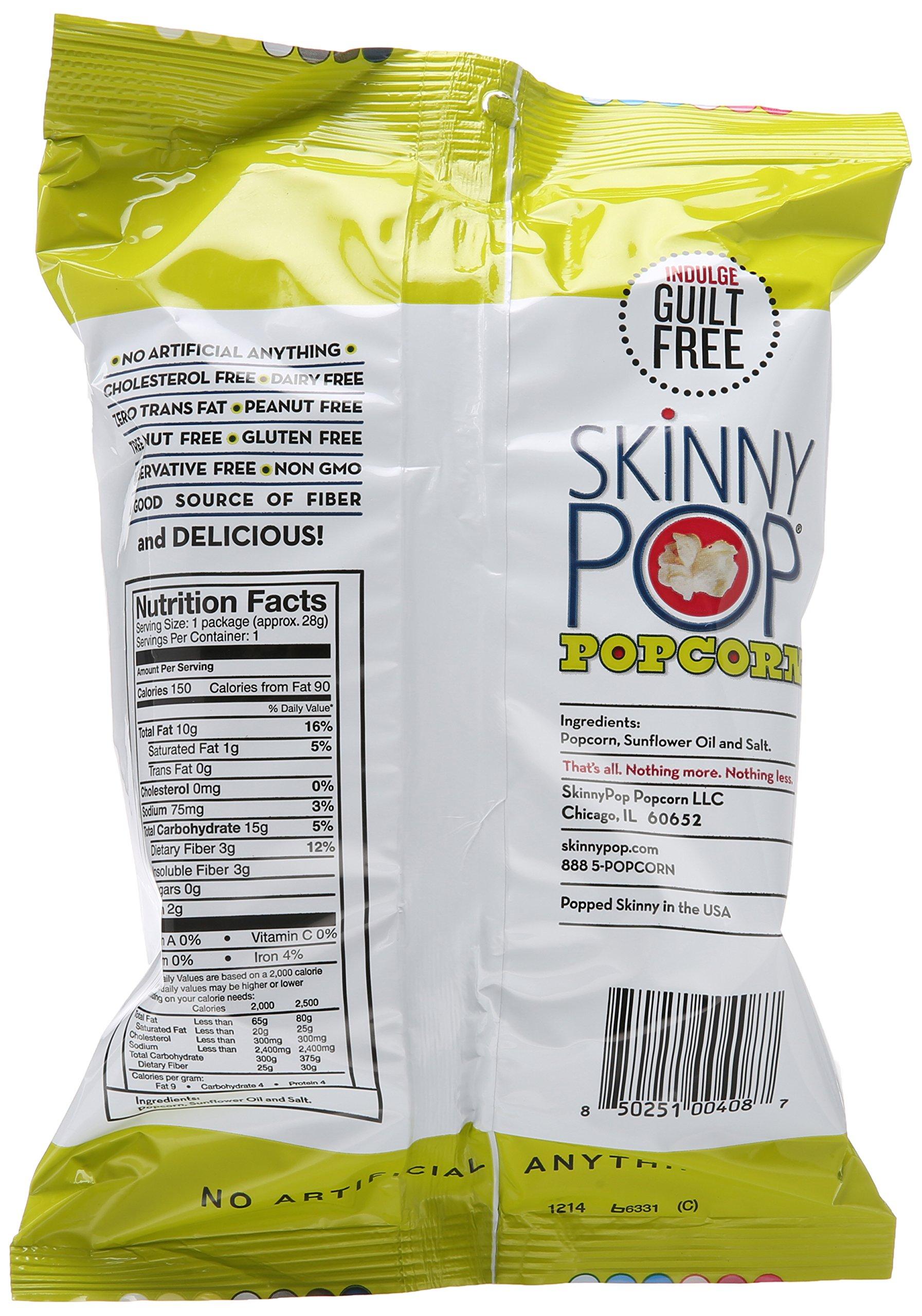 SkinnyPop SKINNYPOP Original Popped Popcorn, Individual Bags, Gluten Free Popcorn, Non-GMO, No Artificial Ingredients, A Delicious Source of Fiber, 1 Ounce (Pack of 12)