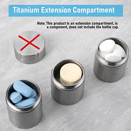TISUR TISUR Pill Case Extension Compartments, Metal Titanium Pill Holder Pocket Small Pill Box Keychain Extra Extension,Pill Bottle Medicine Organizer Pill Container (1 Extension Compartment Without Cap)