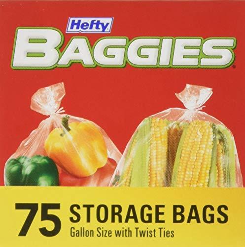 Hefty Hefty Baggies Food Storage Bags, Gallon Size, Twist Tie, 75 Count (Pack of 9), 675 Total