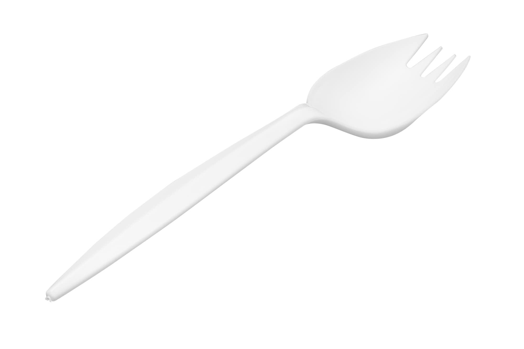 Elegant Disposables 1,000 Plastic Disposable Sporks Bulk White Medium Weight Disposable Silverware Plastic Cutlery Spork