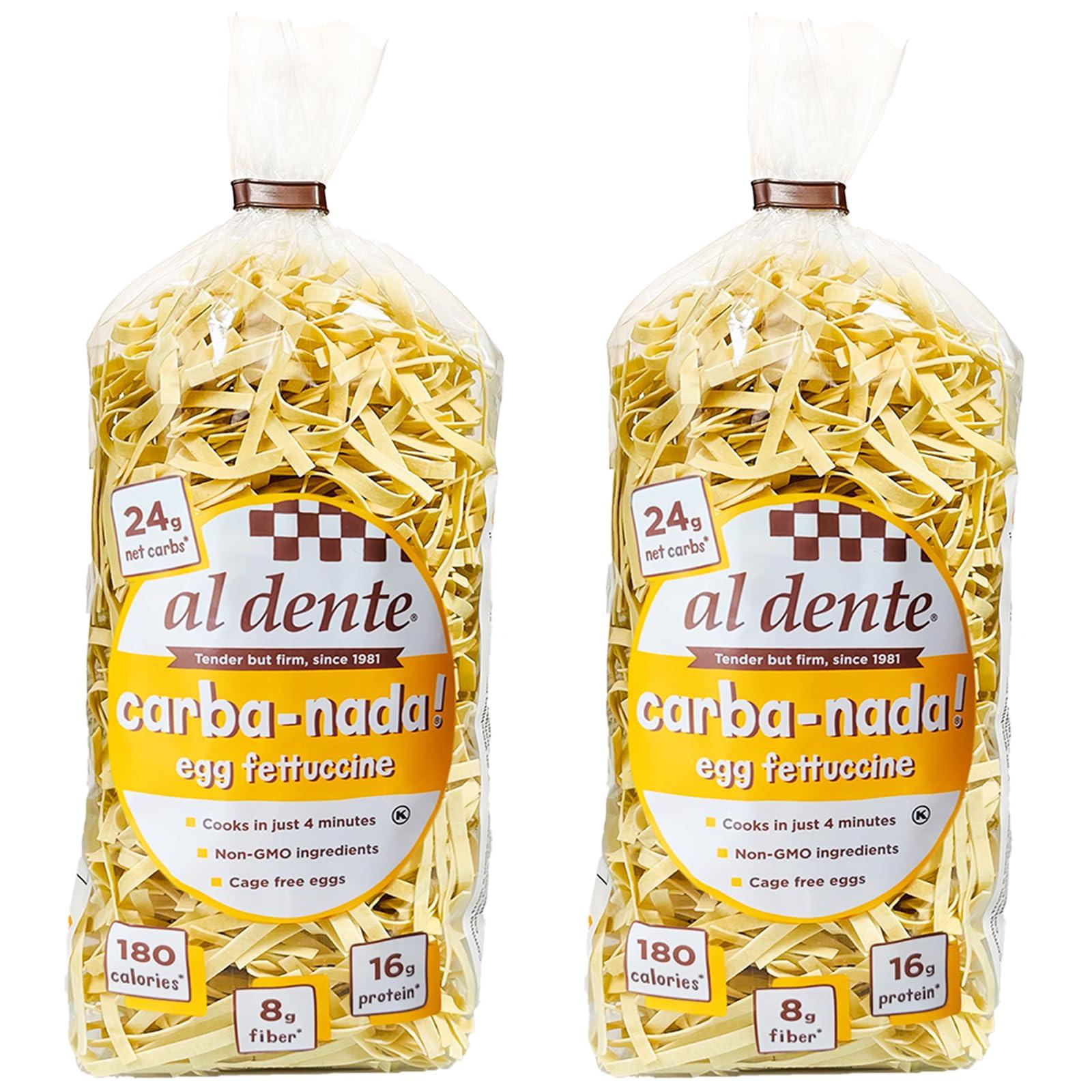 AL DENTE AL DENTE Carba-Nada Egg Fettuccine, Lower Carb, 16g High Protein, Cage Free Eggs, Non-GMO, Artisanal, Homemade Taste & Texture, 10oz Bags (Pack of 2)