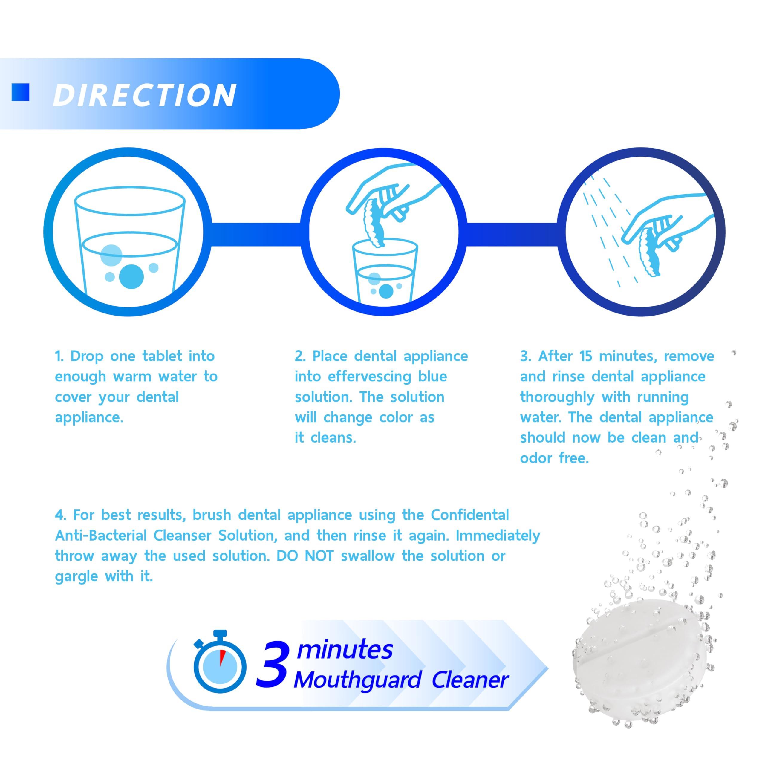 The ConfiDental The ConfiDental Cleansing Tablets (120tablets) - 4 months supply. Retainer, Mouth Guard and Dental Appliances Cleaner. Keep your Dental Alliances Fresh and Clean like new.