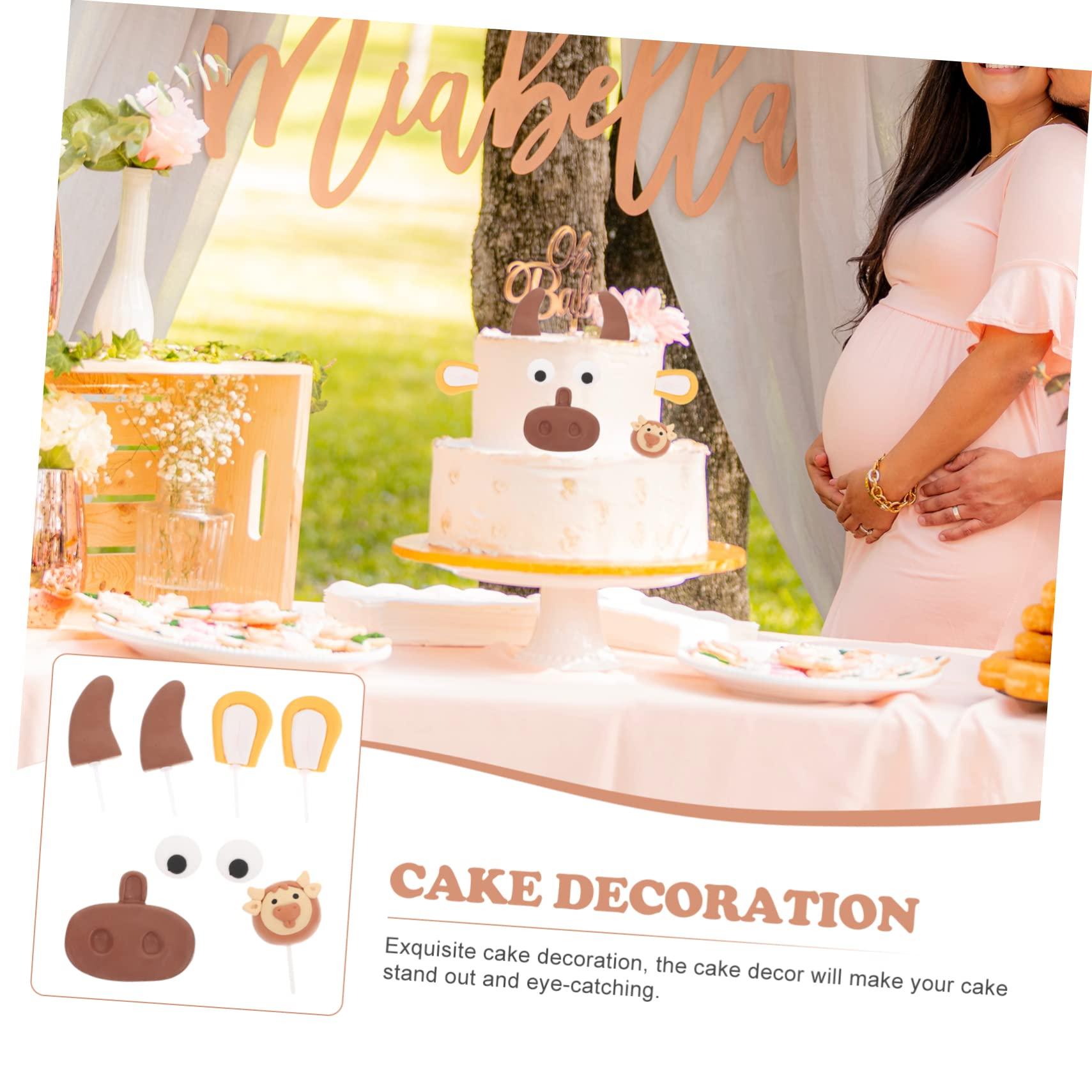 VOSAREA VOSAREA 1 Set Calf Cake Decorating Cow Cake Decoration Party Decor Baby Decorations Wedding Decorations for Ceremony Cow Cake Ornament Cow Cupcake Toppers Diy Decorative Cake Topper Coffee