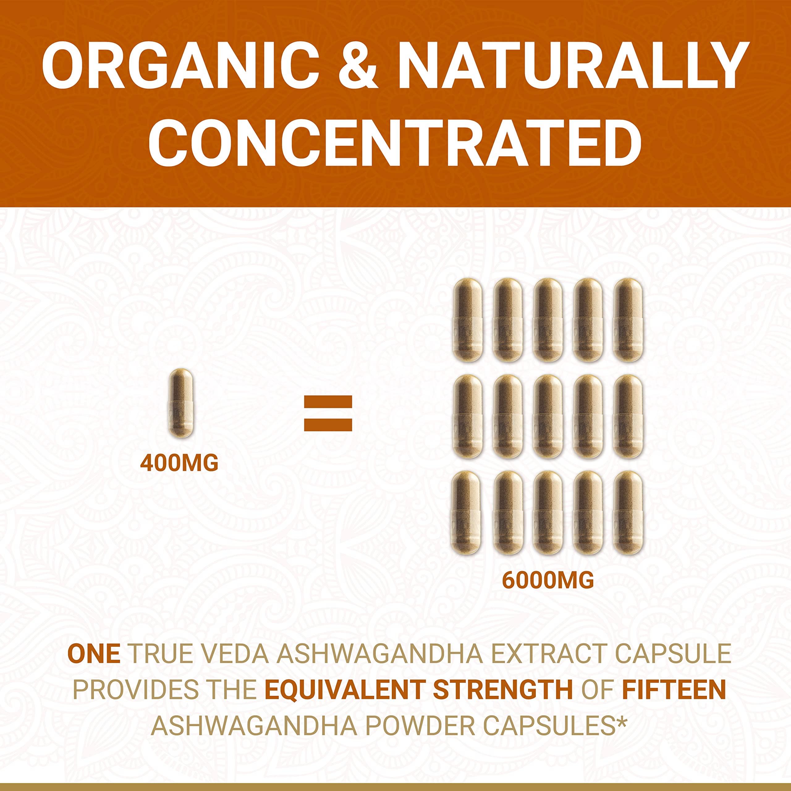 True Veda KSM-66 Ashwagandha KSM 66 Ashwagandha KSM-66 | USDA Organic Ashwagandha Supplements KSM 66 | KSM66 Ashwagandha Organic | Organic Ashwagandha Capsules | Aswagandha Vitamin | Ashwaganda | 60 Capsules