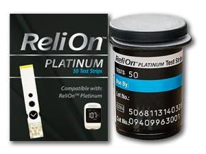 LUAL ReliOn Platinum Blood Glucose Test Strips | Test Strips for Diabetes | Blood Sugar Test Strips | Diabetic Test Strips | 50 Test Strips Bundle with Lual\'s 45 Diabetes Decoded