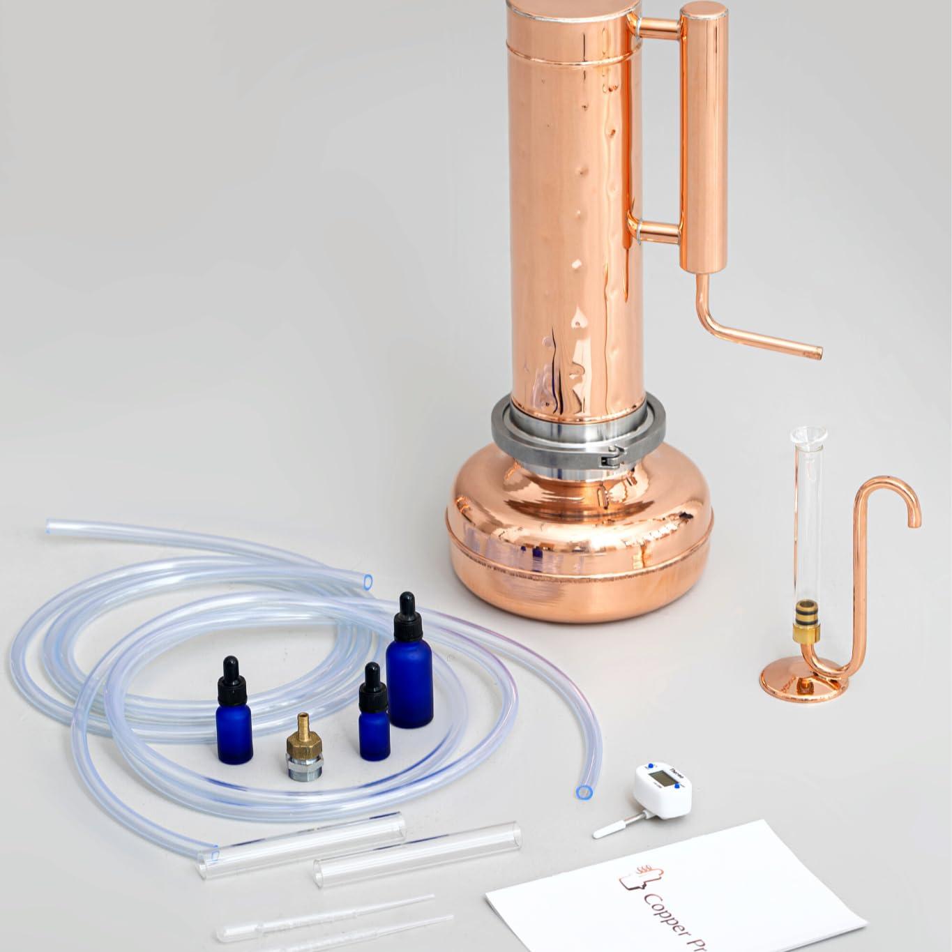 Copper Pro Essential Oil Distiller 2L 4 inches (premium kit) - Essential Oil Distiller for Steam Distillation Oil Making and Extracting - Home Distiller Equipment DIY Essential Oil from Herbs, Plants and Flowers