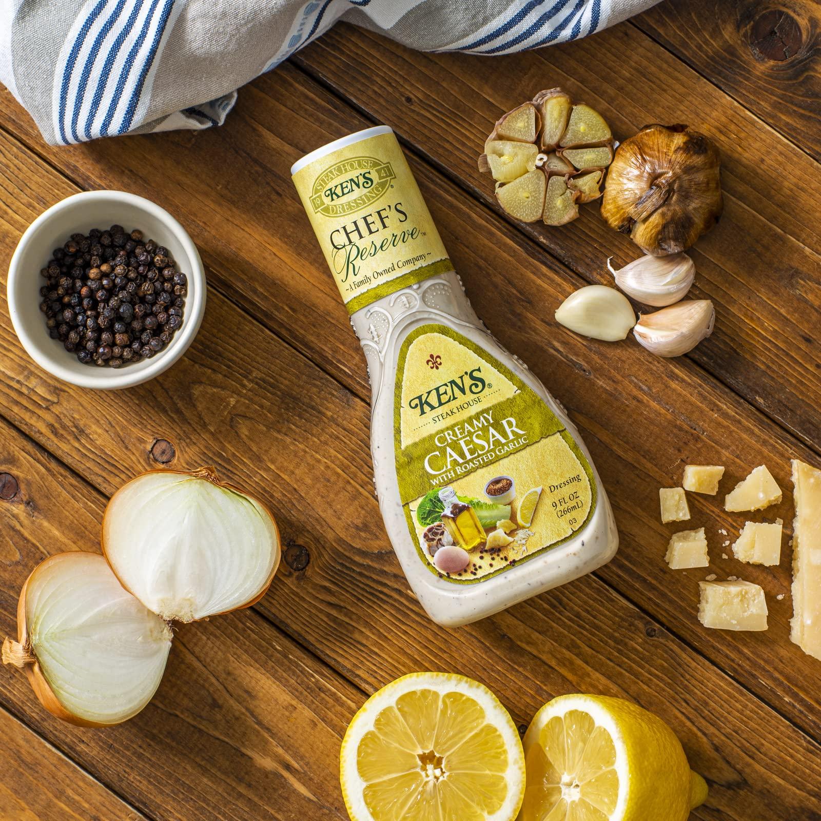 Ken's Steak House Ken's Steak House Chef's Reserve Creamy Caesar with Roasted Garlic Dressing (9 Fl Oz (Pack of 3))