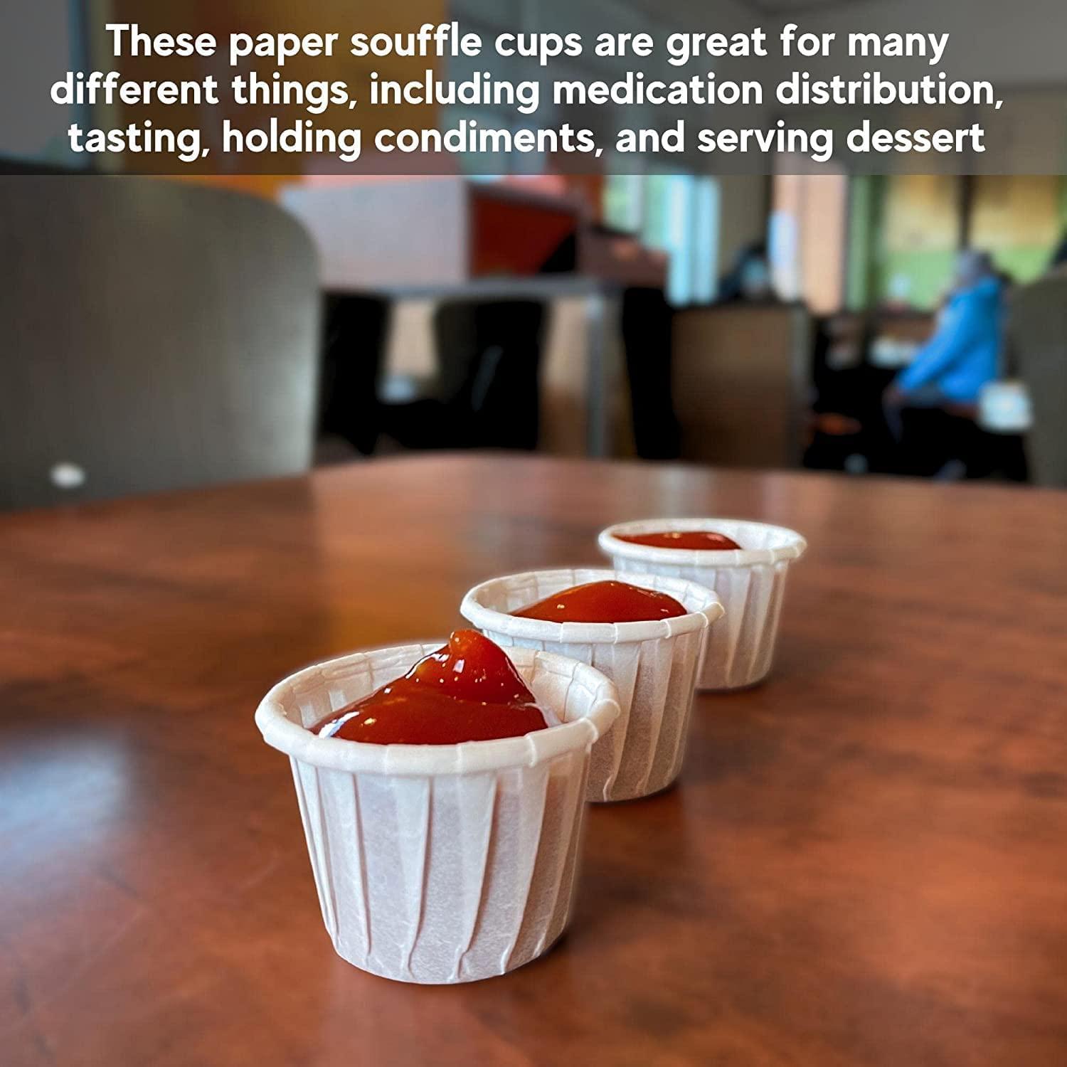 Vakly Disposable Paper Souffle Medicine Cups 3/4 oz [Pack of 2500] – (0.75 Ounce) Small Cups for Medication Distribution, Pills, Tasting, Condiments, Food and Dessert Serving