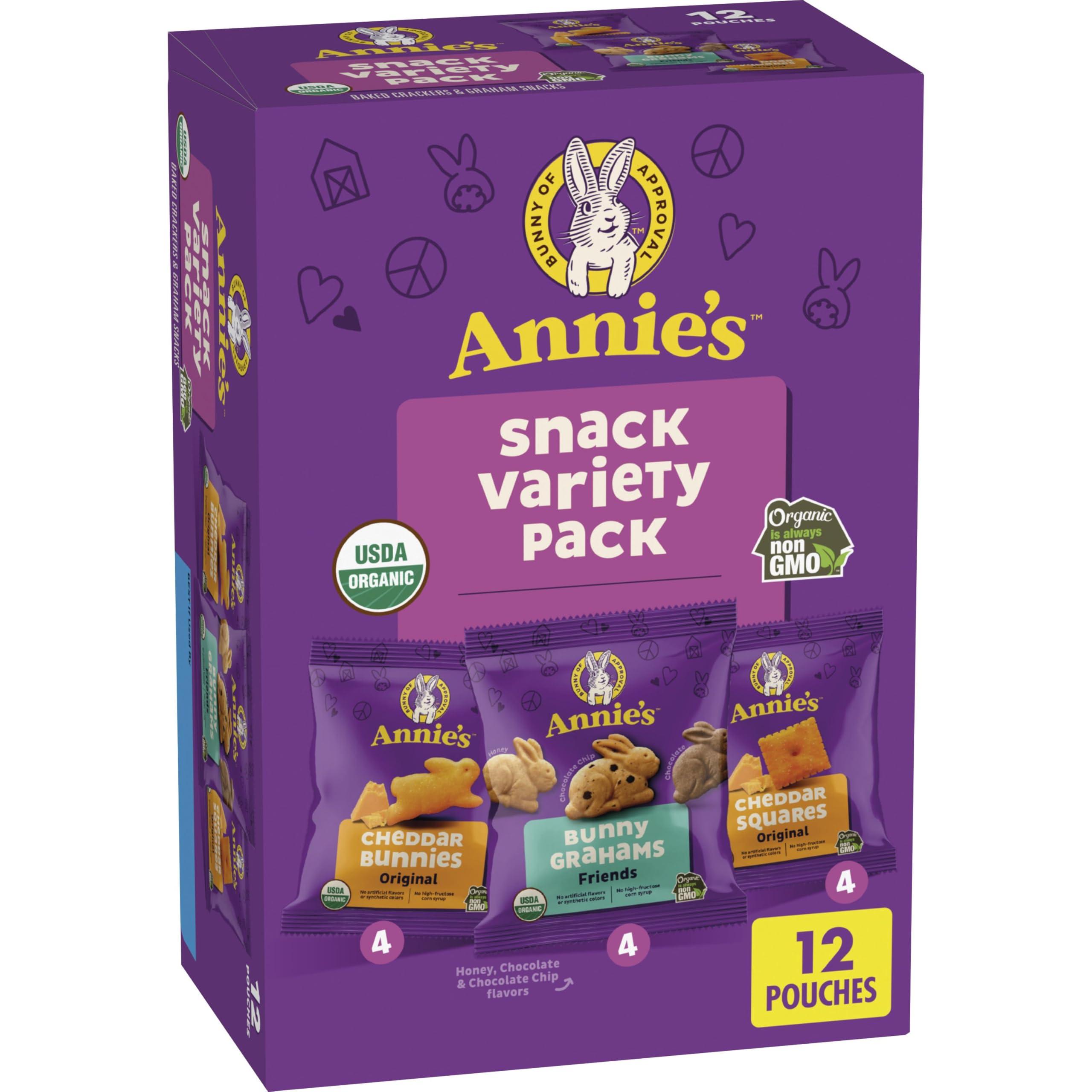 Annie's Homegrown Annie\'s Snack Pack Variety Cheddar Bunnies/Friends Bunny Grahams/Cheddar Squares Crackers 12 ct 11 oz