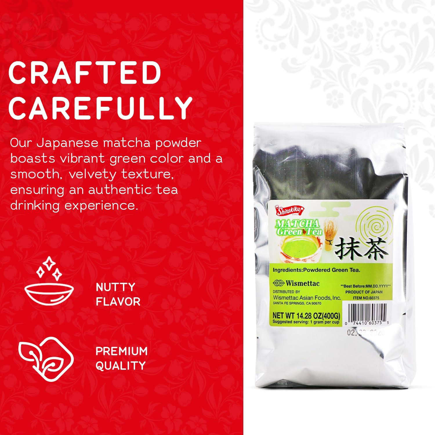 SHIRAKIKU BRAND SHIRAKIKU Matcha Green Tea Powder | Authentic Japanese Matcha for Traditional Teas | Prefect for Asain Lattes, Smoothies, Baked Goods | 14.28 OZ Pack of 1