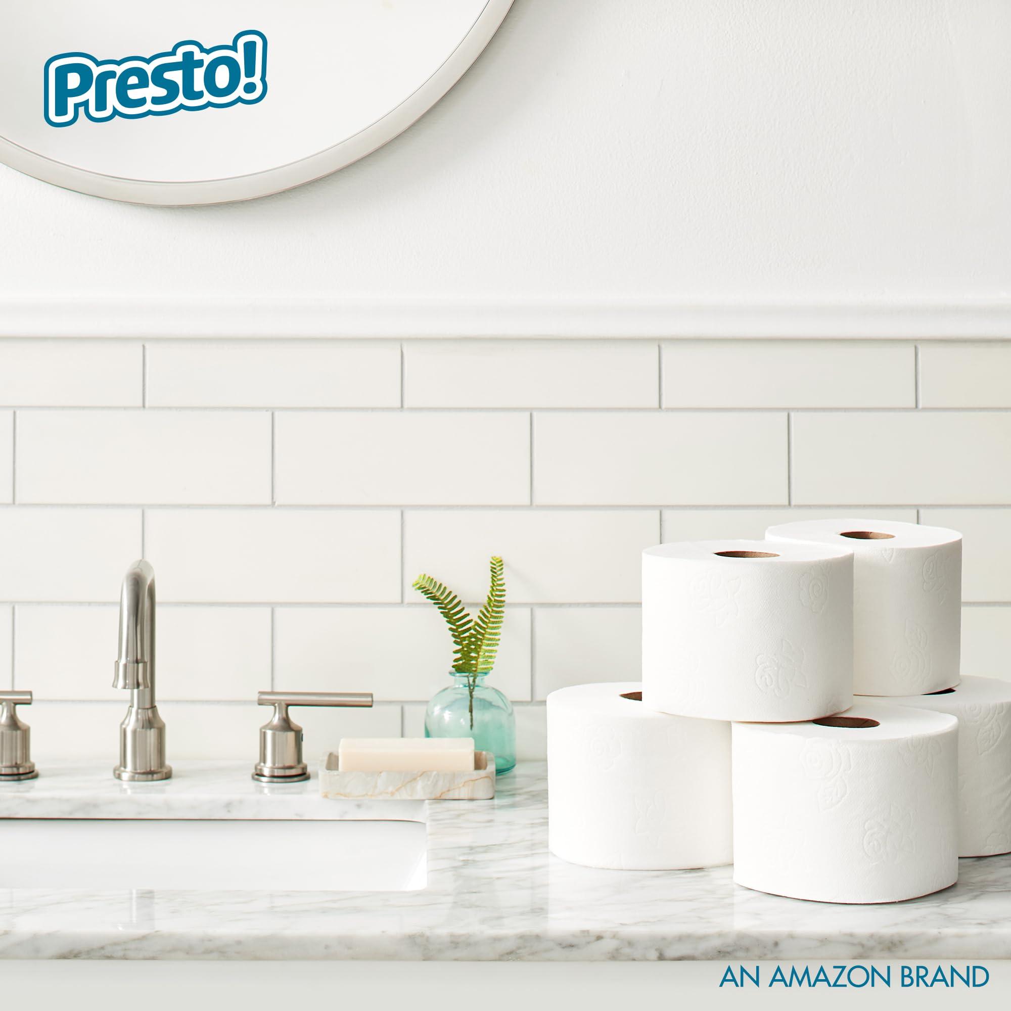 Presto! Amazon Brand - Presto! 2-Ply Ultra-Soft Toilet Paper, 24 Family Mega Rolls = 120 regular rolls, 6 Count (Pack of 4), Unscented