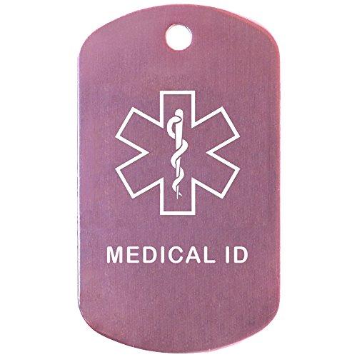 Goods For Giving Custom 2 Pack - Medical Id Medical Alert ID Necklaces with Pink Custom Tags, Black Silencers, and 30'' USA Chains