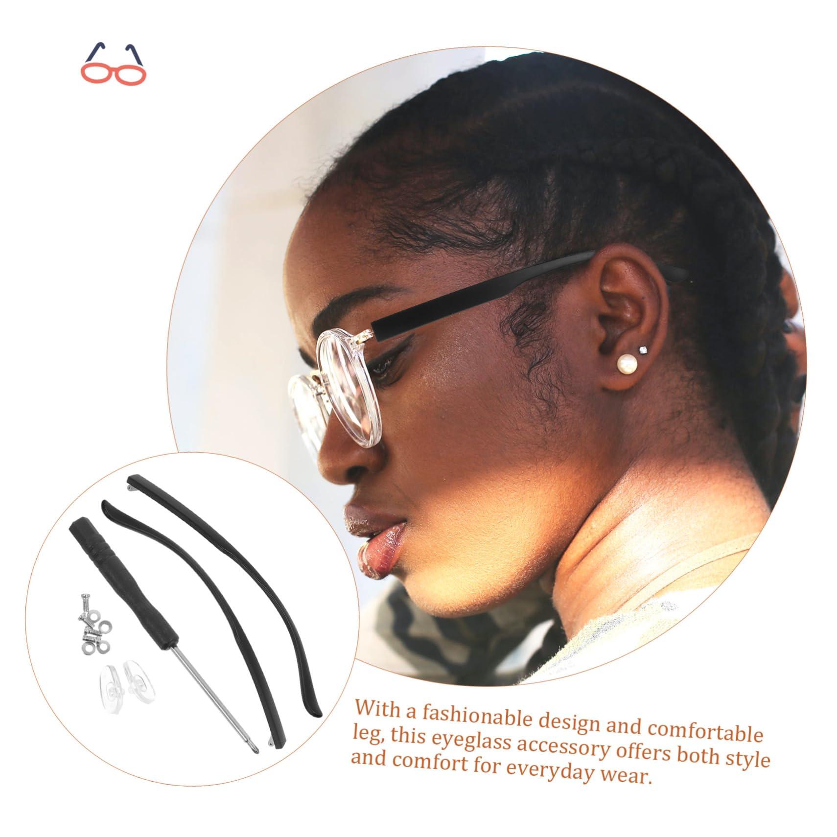 SEWOART SEWOART 1 Pair Glasses Accessories Replacement Glasses Holder Glasses Leg Sunglasses Man Screwdriver Glasses Temple Covers Chain Glasses Cleaning Cloth Car Watch Repair Kit Arm Black Metal