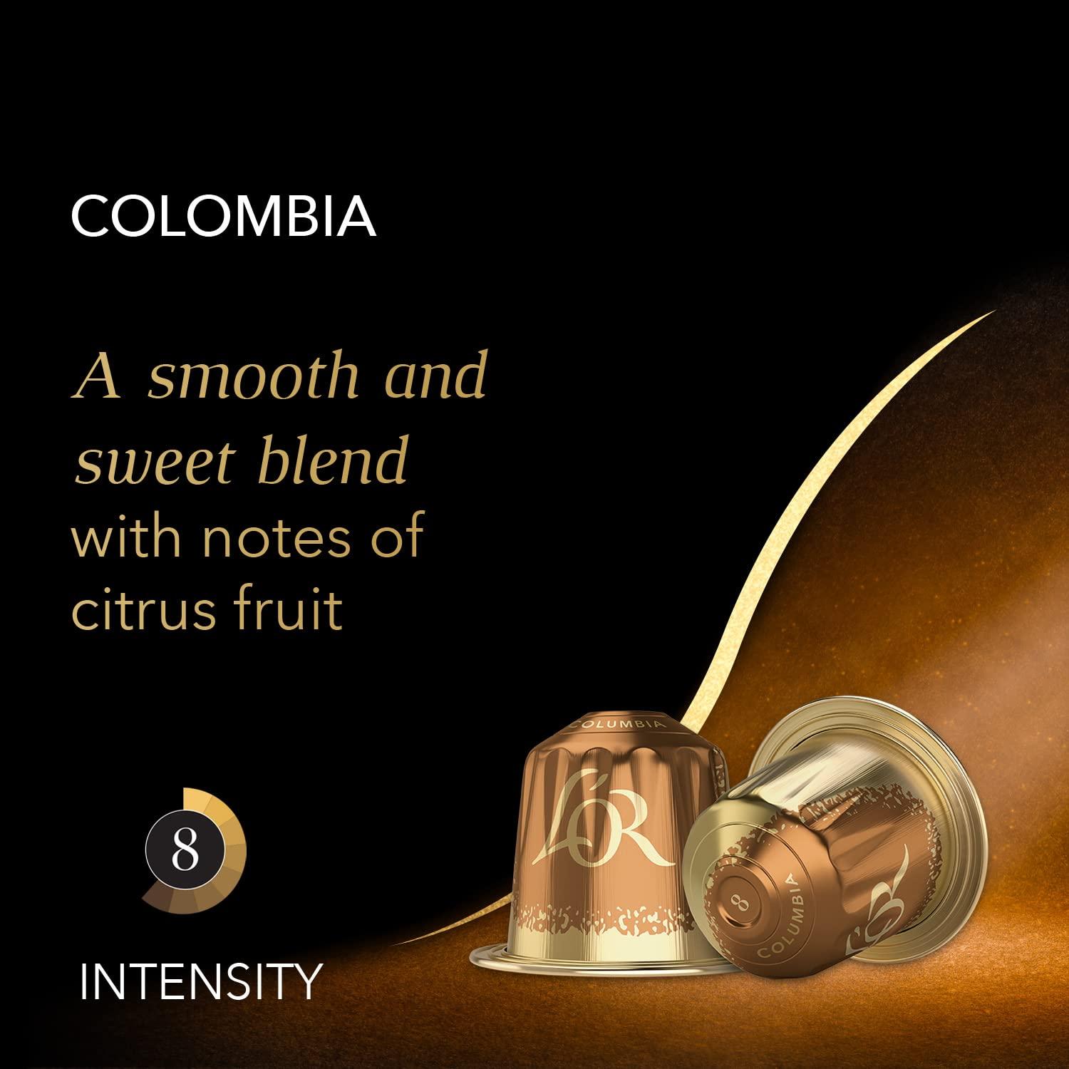 L'OR L'OR Espresso Capsules, 100 Count Colombia, Single-Serve Aluminum Coffee Capsules Compatible with the L'OR BARISTA System & Nespresso Original Machines