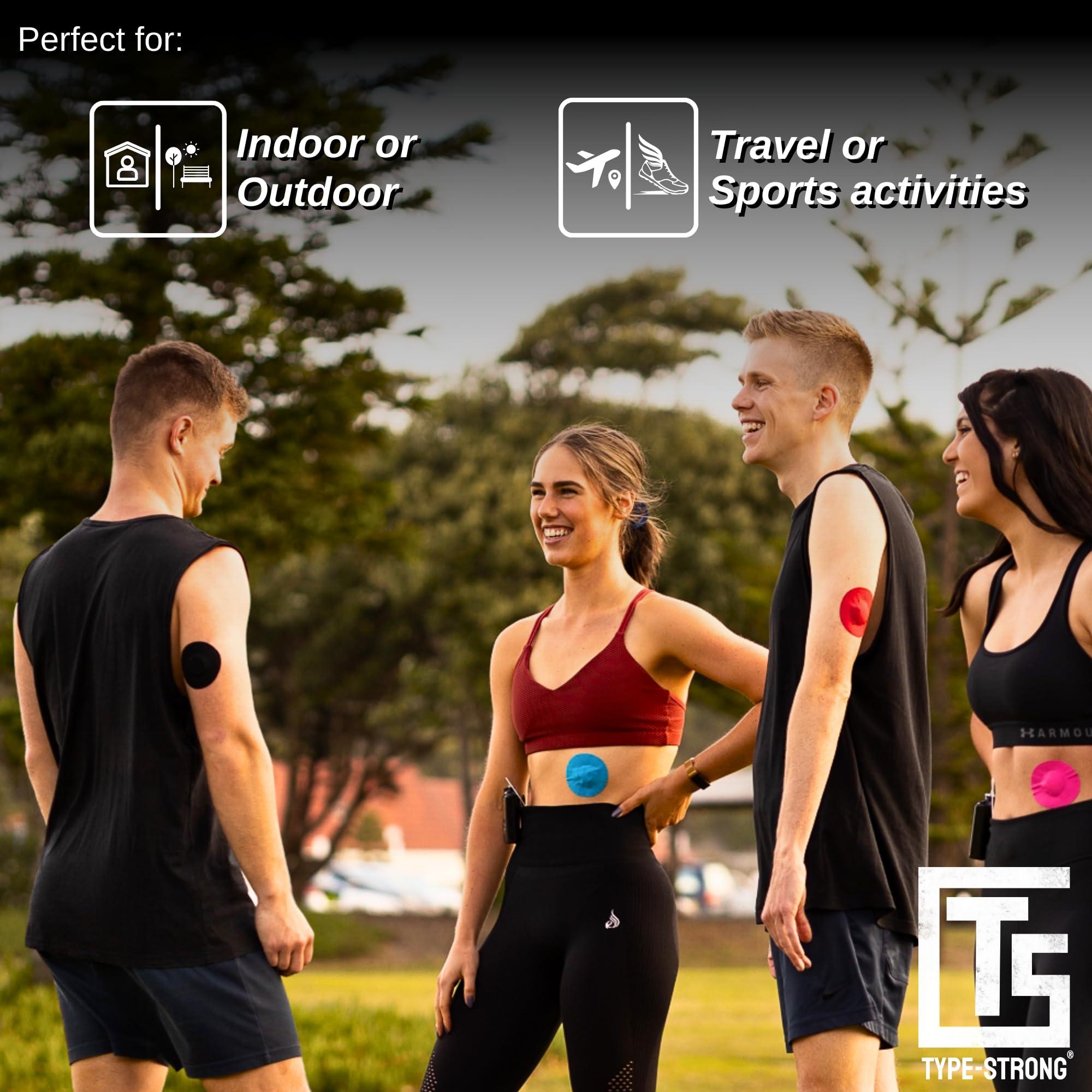 Type Strong Type Strong Freestyle Libre 3 Sensor Covers, Adhesive Patches for Libre 2, Dexcom G7, Medtronic Guardian. Pre-Cut for Sensitive Skin, Waterproof, Sweat-Resistant for 10-14 Days, 20 Pack, Black