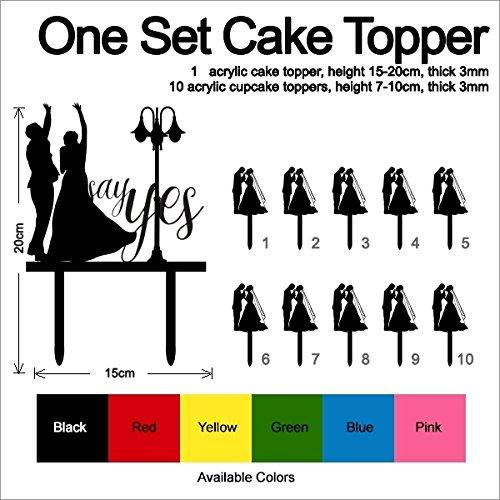 jjphonecase TC0205 Say Yes Marry Party Wedding Birthday Acrylic Cake Topper Cupcake Toppers Decor Set 11 pcs