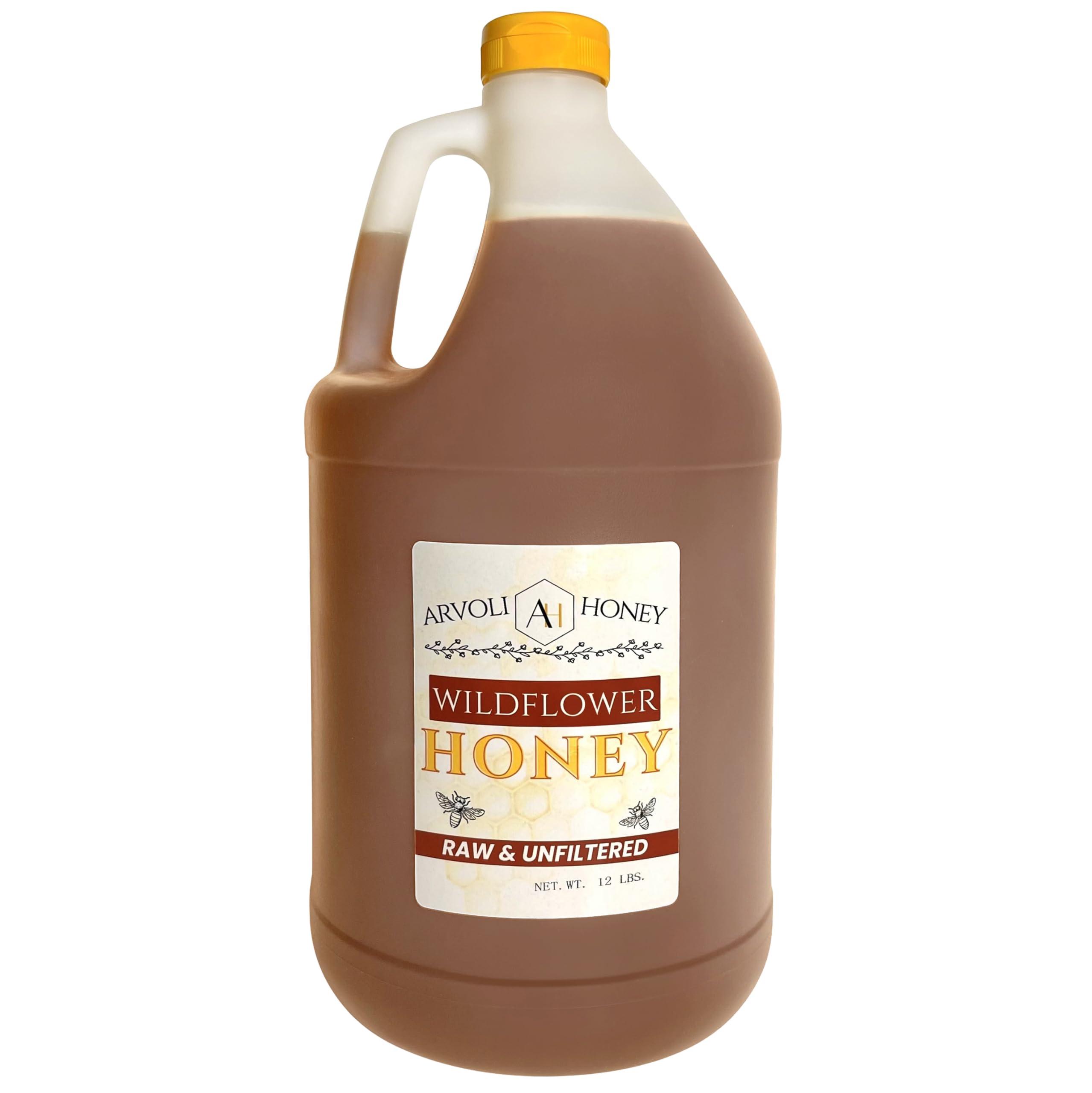 Arvoli Raw Honey 1 Gallon - Honey Bulk 12 LB Jug - Raw Wildflower Bulk Honey