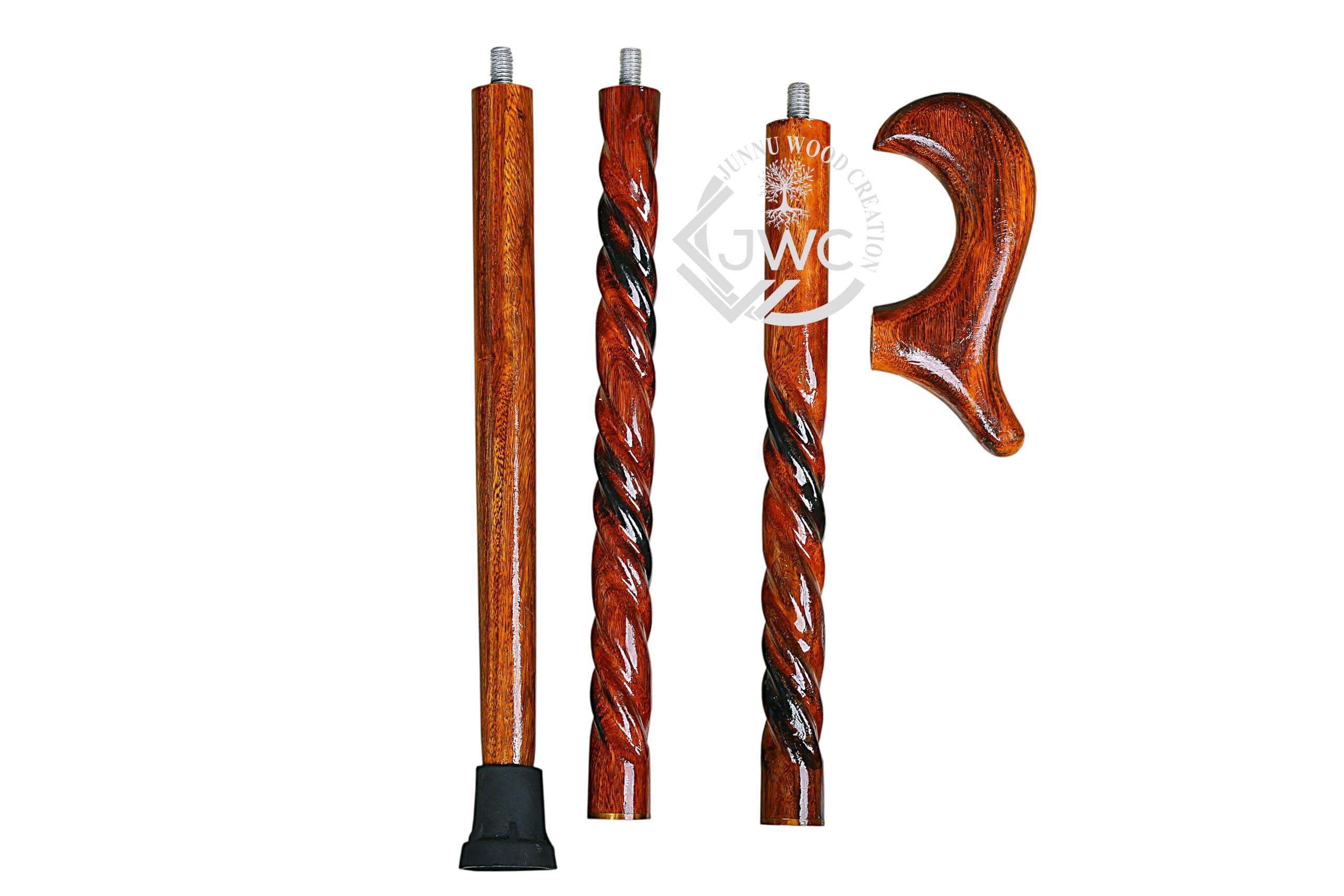 JUNNU WOOD CREATION JUNNU WOOD CREATION Walking Stick Cane Men Canes Wooden Sticks Handcrafted Best Wood for Mens and Women Senior Fancy Fold able, YELLOWISH