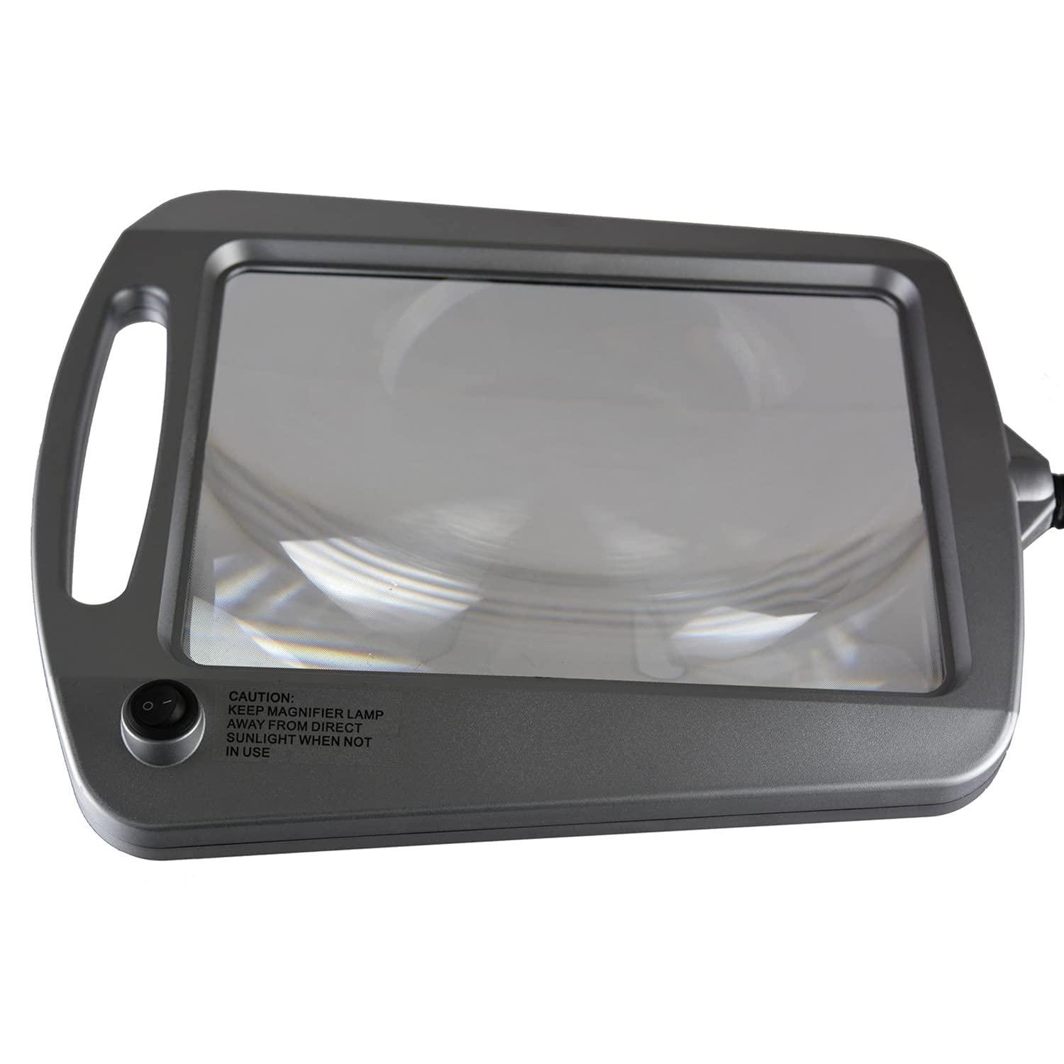 daylight Full-Page Floor Magnifying Lamp - Metal,Silver
