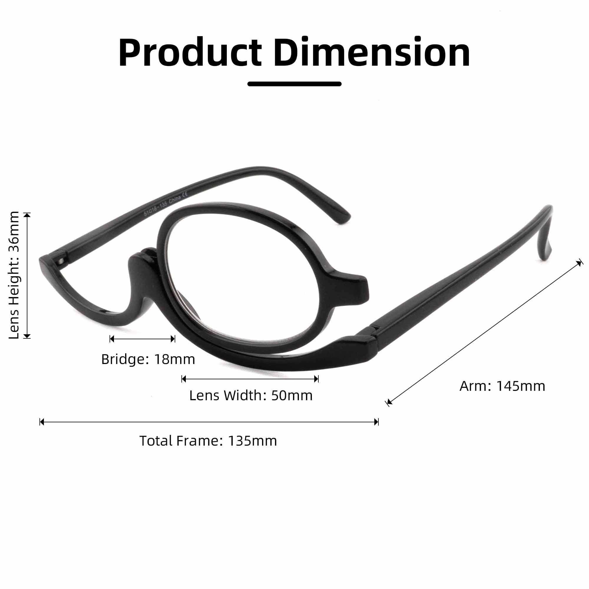 SOPHILY SOPHILY 2 Pack Makeup Reading Glasses for Women Flip Down Cosmetic Readers Make Up Eyeglasses Spring Hinge +4.50