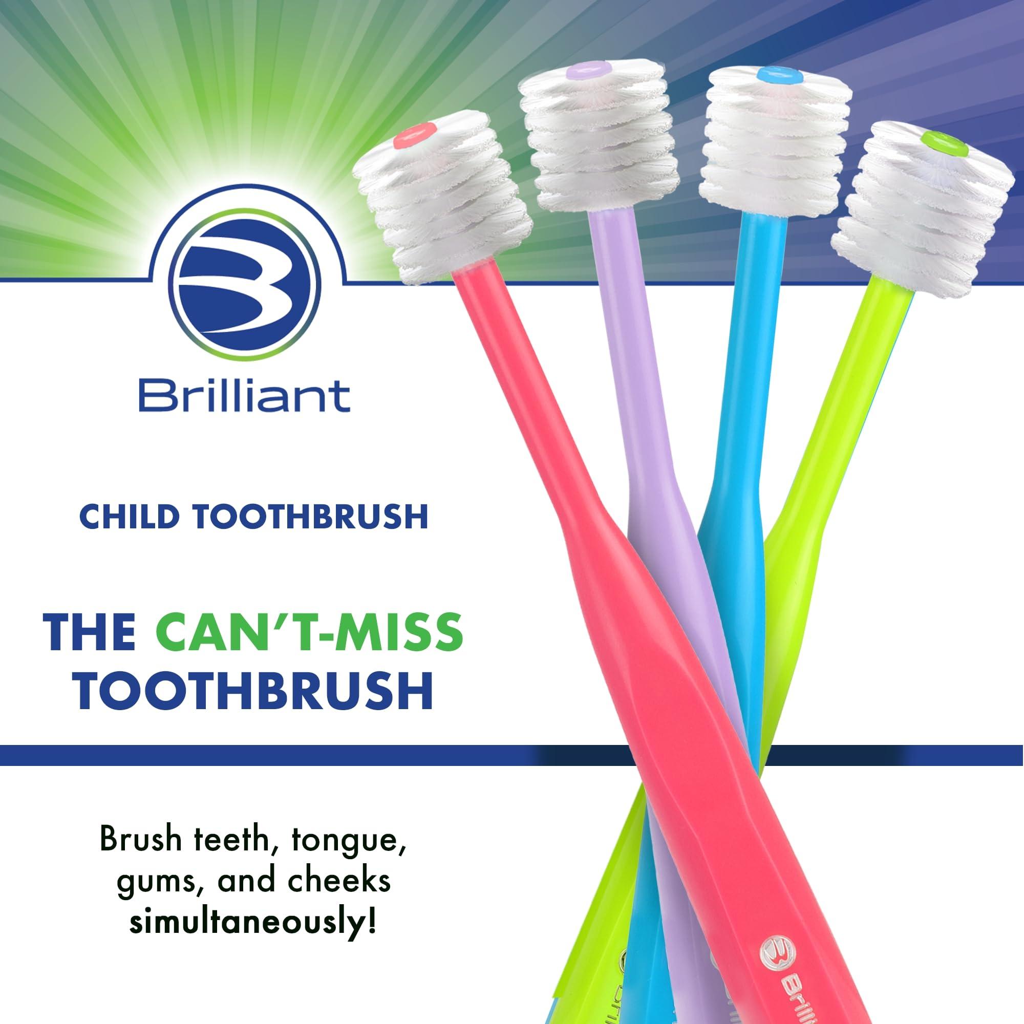 Brilliant Brilliant Oral Care Child Toothbrush with Soft Bristles and Round Head, for a Kid Approved, Easy to Use All-Around Clean Mouth, Ages 2-5 Years, Pink Lime Lilac, 3 Pack