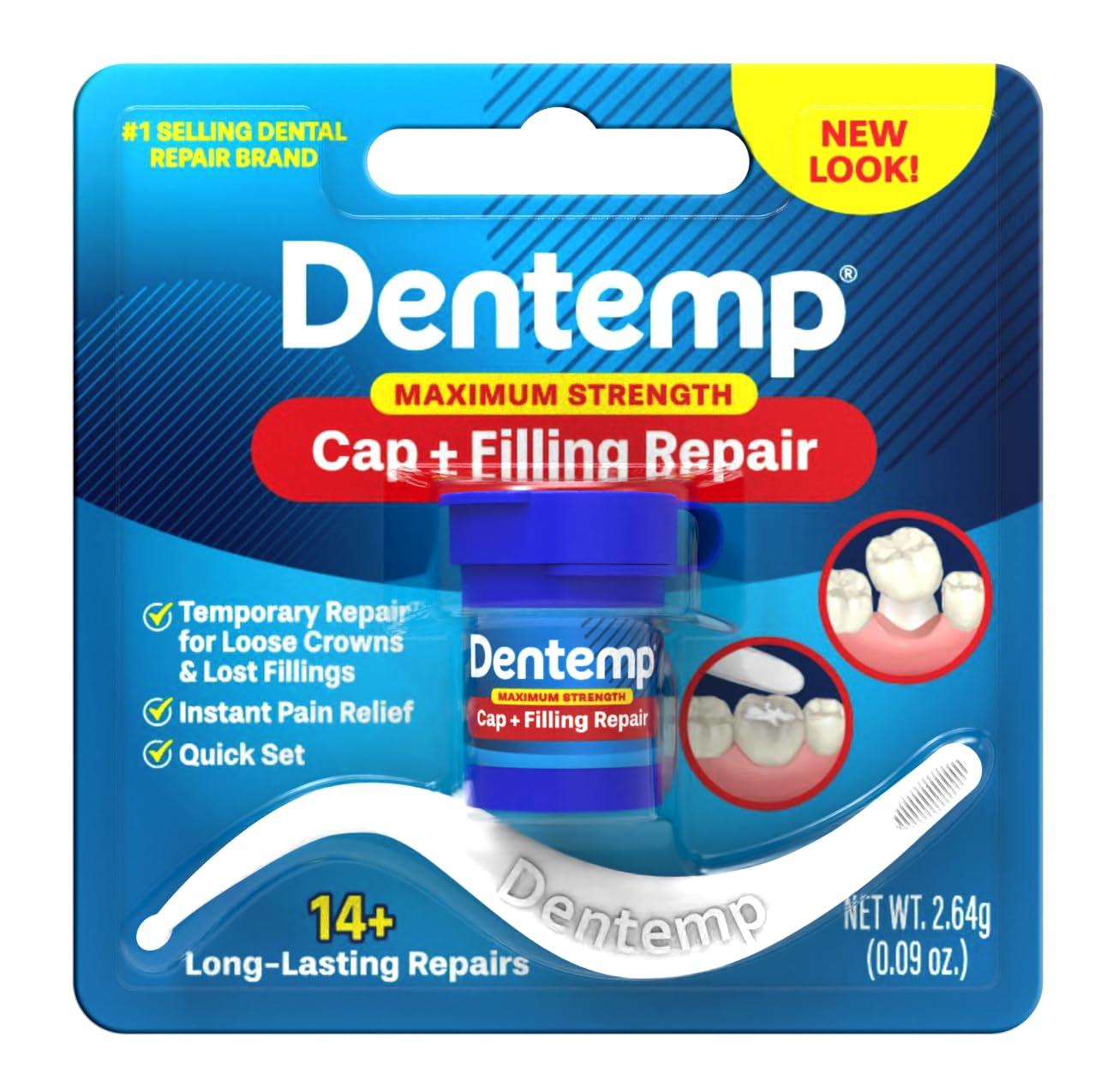 Dentemp Dentemp Maximum Strength Loose Cap and Lost Filling Repair - Dental Repair Kit for Instant Pain Relief (Pack of 3)