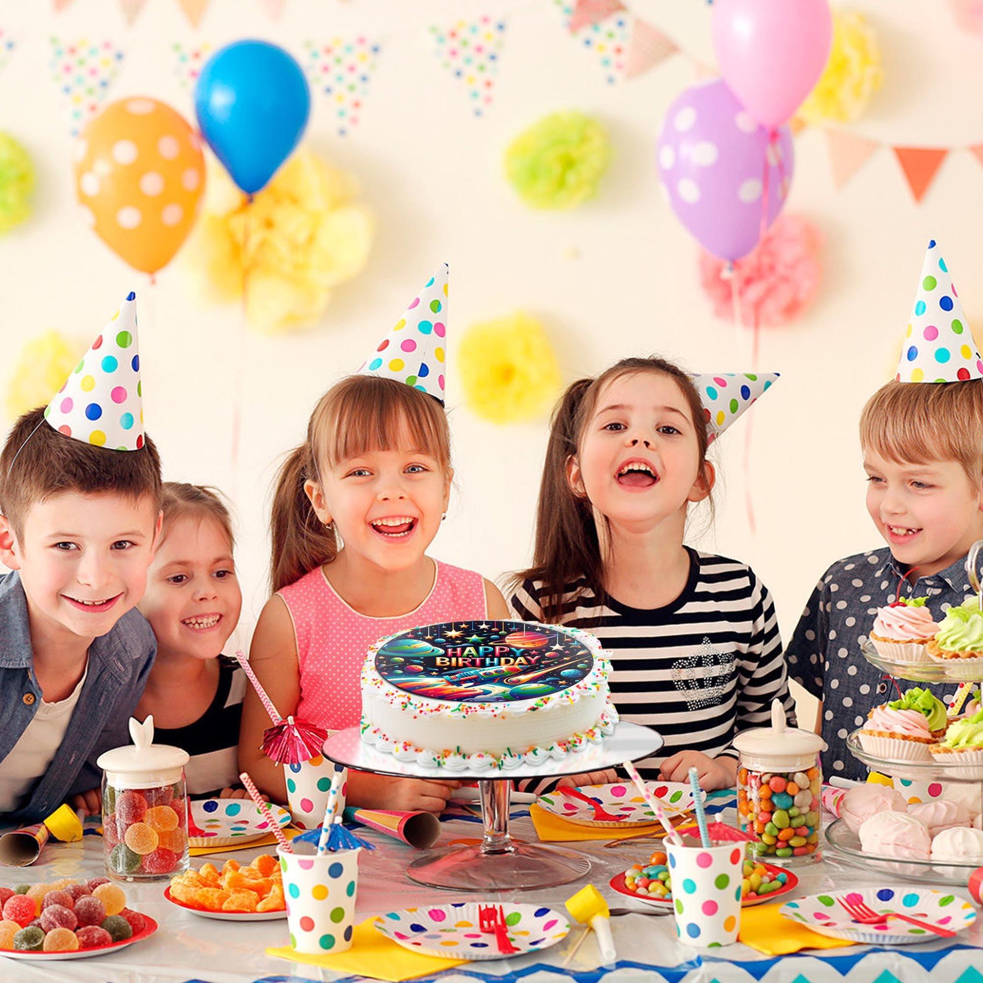 NATURAL BEHAVIOUR 7.5x Inch Edible Cake Toppers Space Themed Birthday Party Collection of Edible Cake Decorations