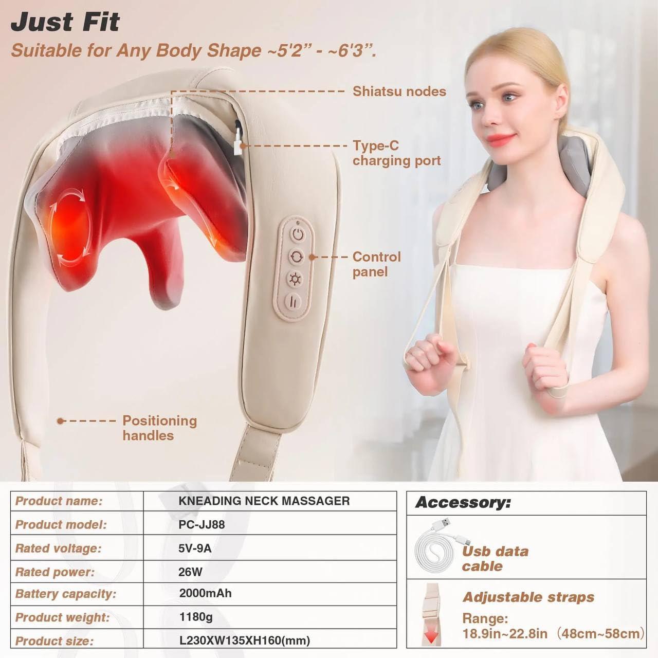 Shenzhen Qiaochengli Technology Co., Ltd. Generic Neck and Shoulder Massager A668 Mini S with Heat, Cordless Shiatsu 4D Deep Tissue Kneading Massage for Muscle Pain Relief, Massage Pillow for Neck, Back, Leg,Valentines Day Gift for Him/Her