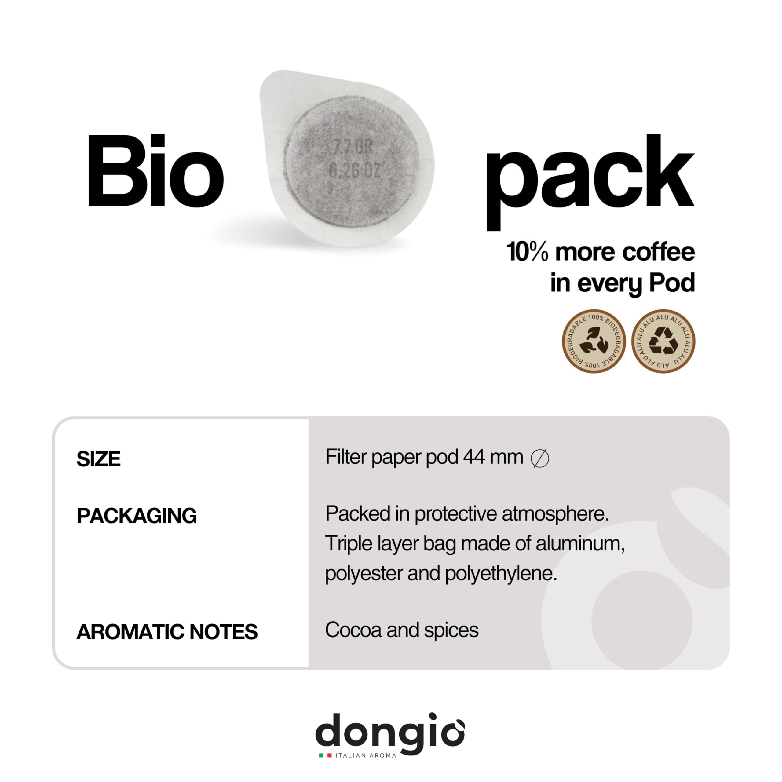DONGIO CAFFE Dongi Caff Espresso Venezia (decaffeinated), ESE 44mm Pods, Blended and Roasted in Italy 50 Single-Serve Coffee Pods, Med-Dark Roast (Intensity 8/10)