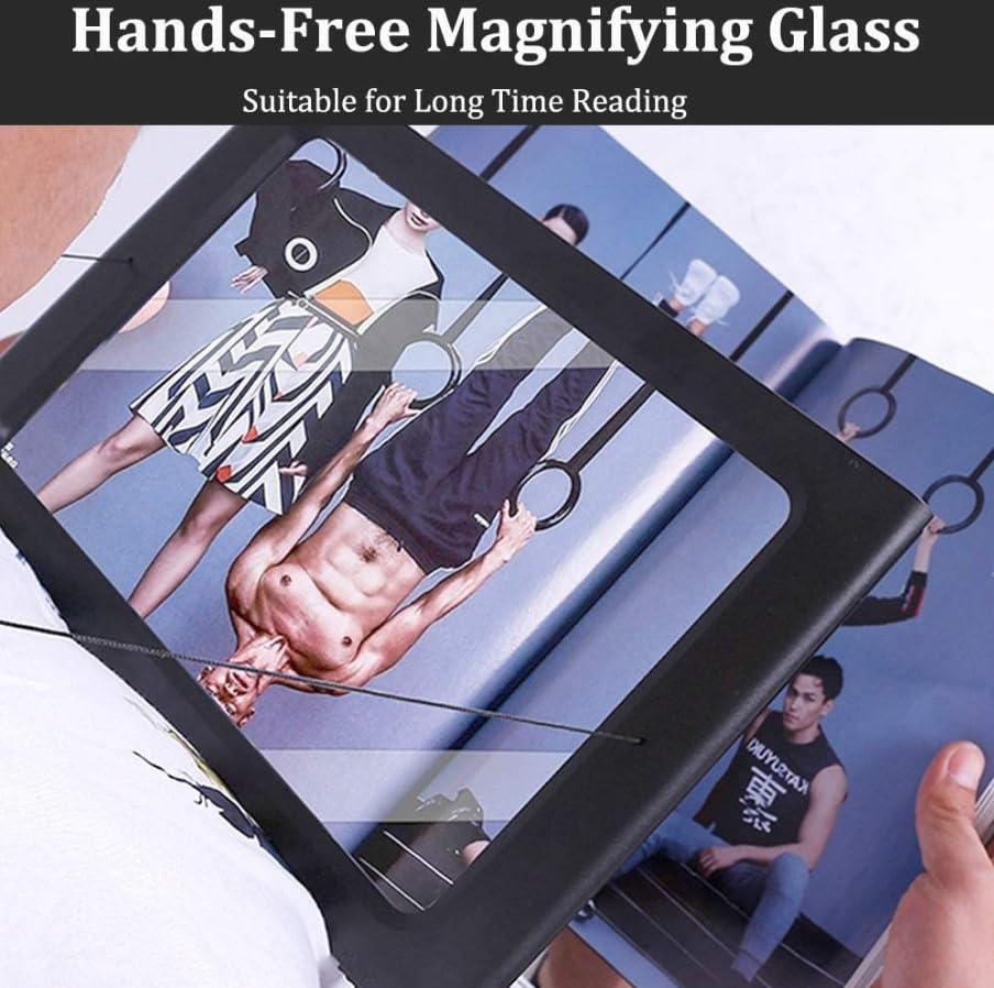 Yosoo Hands Free 3X Magnifying Glass A4 Page with Light LED Magnifier for Reading Readers Book Textbook Magazine Material