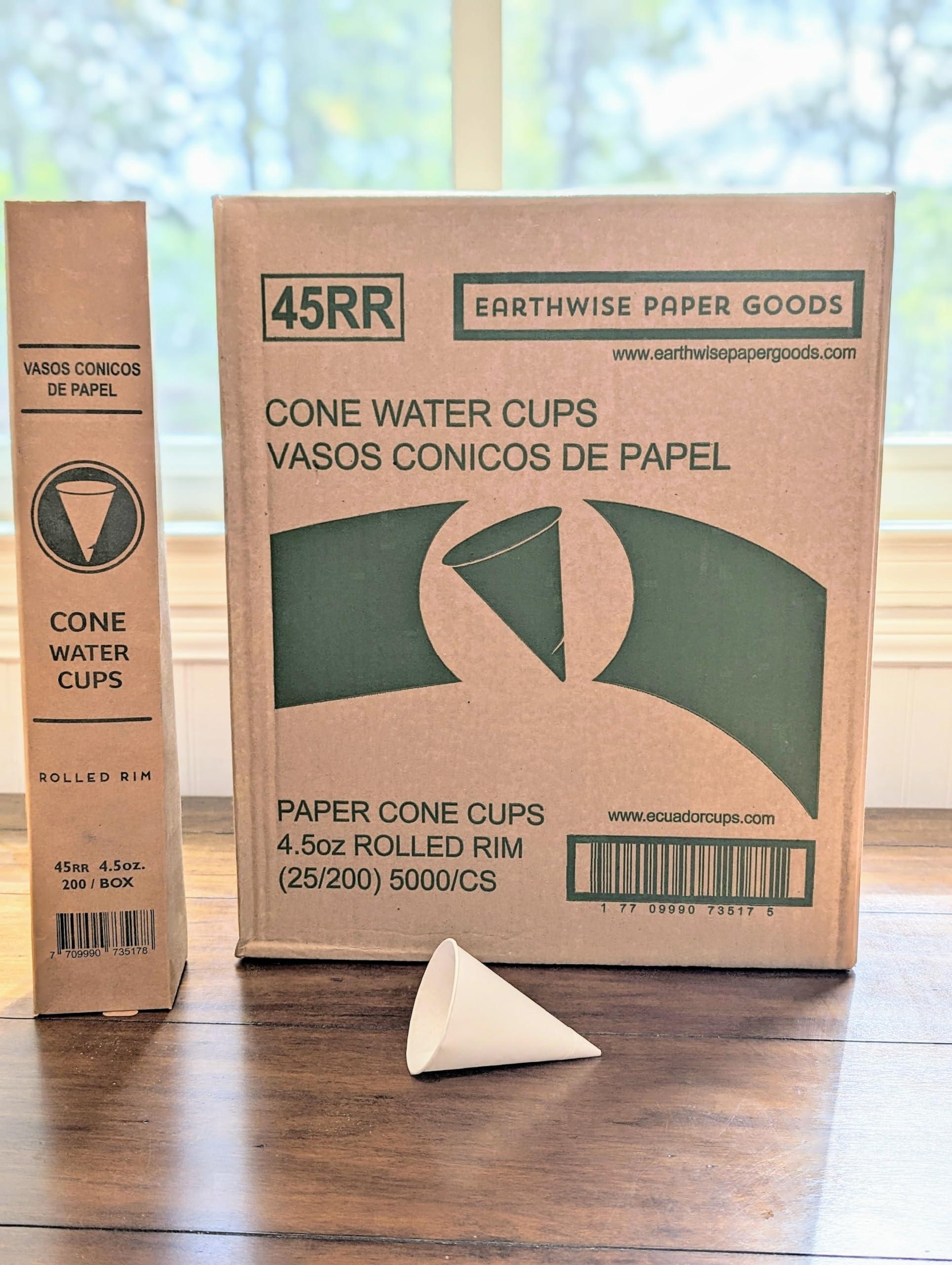Earthwise Paper Goods 5000 count 4.5 oz White Paper rolled rim Cone Cups, 200/Carton, 25 Cartons/Case