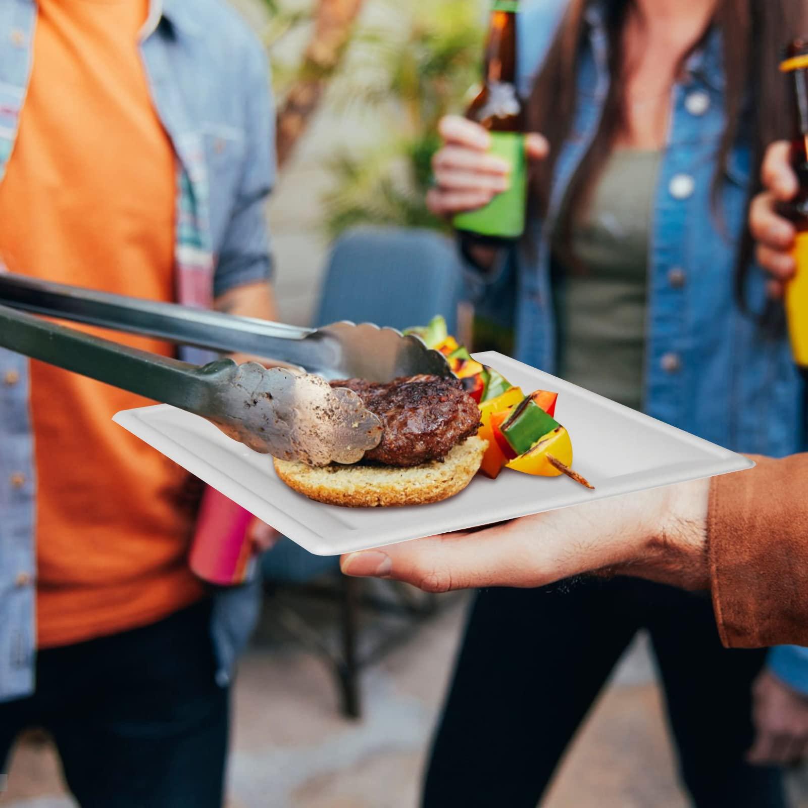 EcoAvance EcoAvance Square Paper Plates, 6 inch Paper Plates 100 Pack, Eco Friendly Compostable Dessert Plates, Small Disposable Plates for Party Wedding, White Paper Plates Sturdy