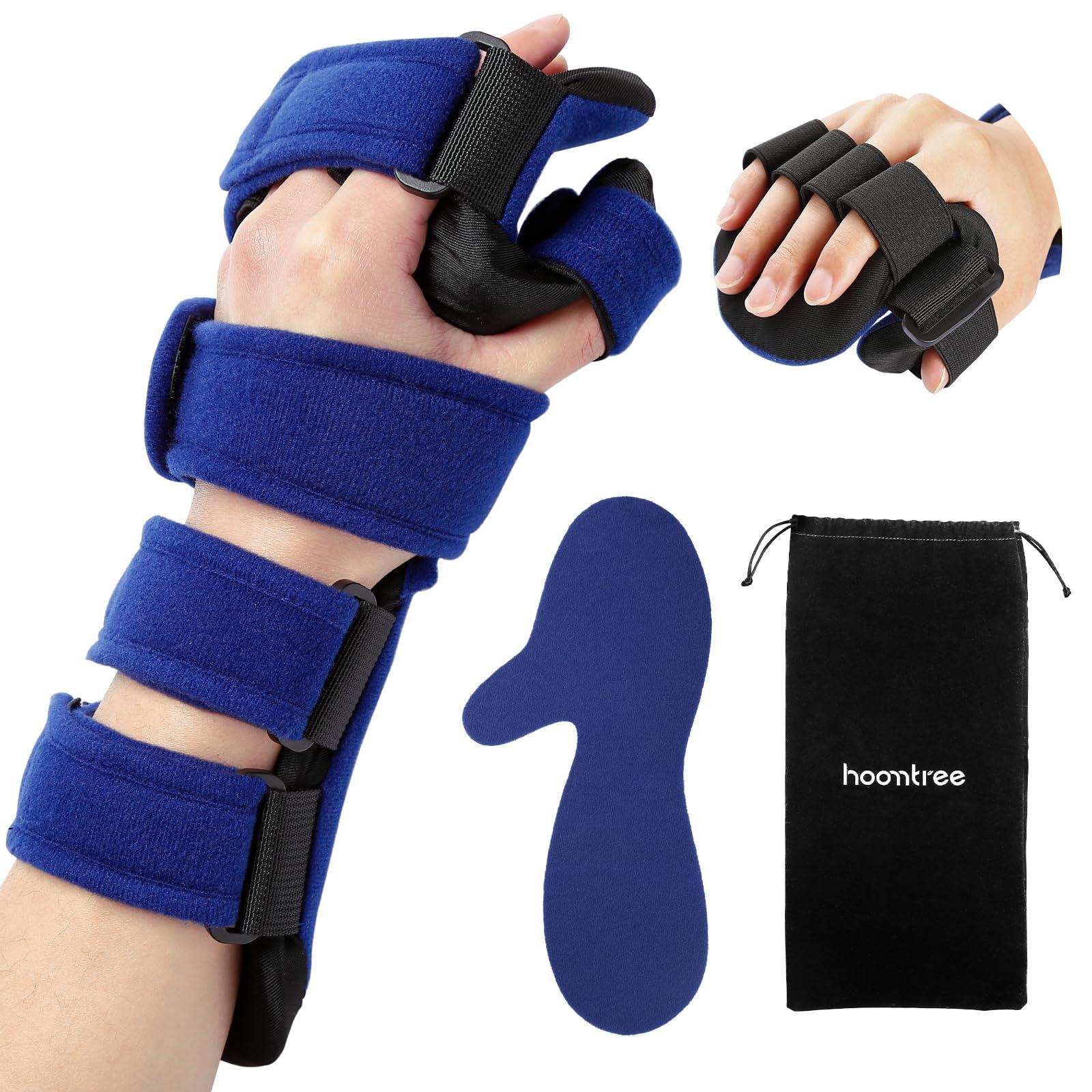 HOOMTREE HOOMTREE Stroke Resting Hand Splint Right&Left Resting Hand Splint with Finger Separator Functional Night Immobilizer Wrist Finger Brace for Carpel Tunnel Pain,Sprain Fracture,Tendonitis (Left,Blue)