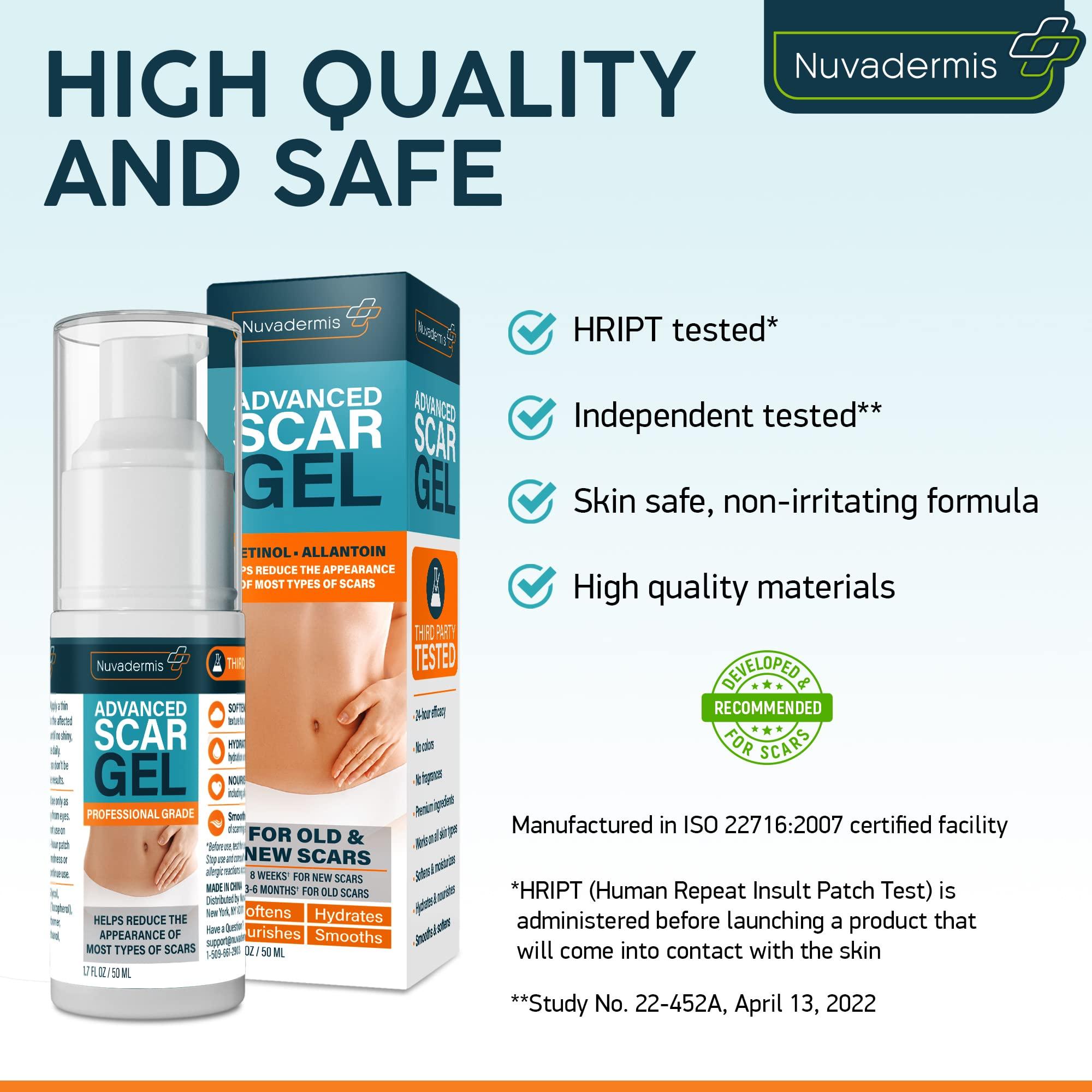 NUVADERMIS NUVADERMIS Silicone Scar Sheets & Scar Cream Gel - C-Section, Tummy Tuck, Keloid, Acne Removal Treatment - Advanced Post Surgery Supplies - Scars Removal Treatment