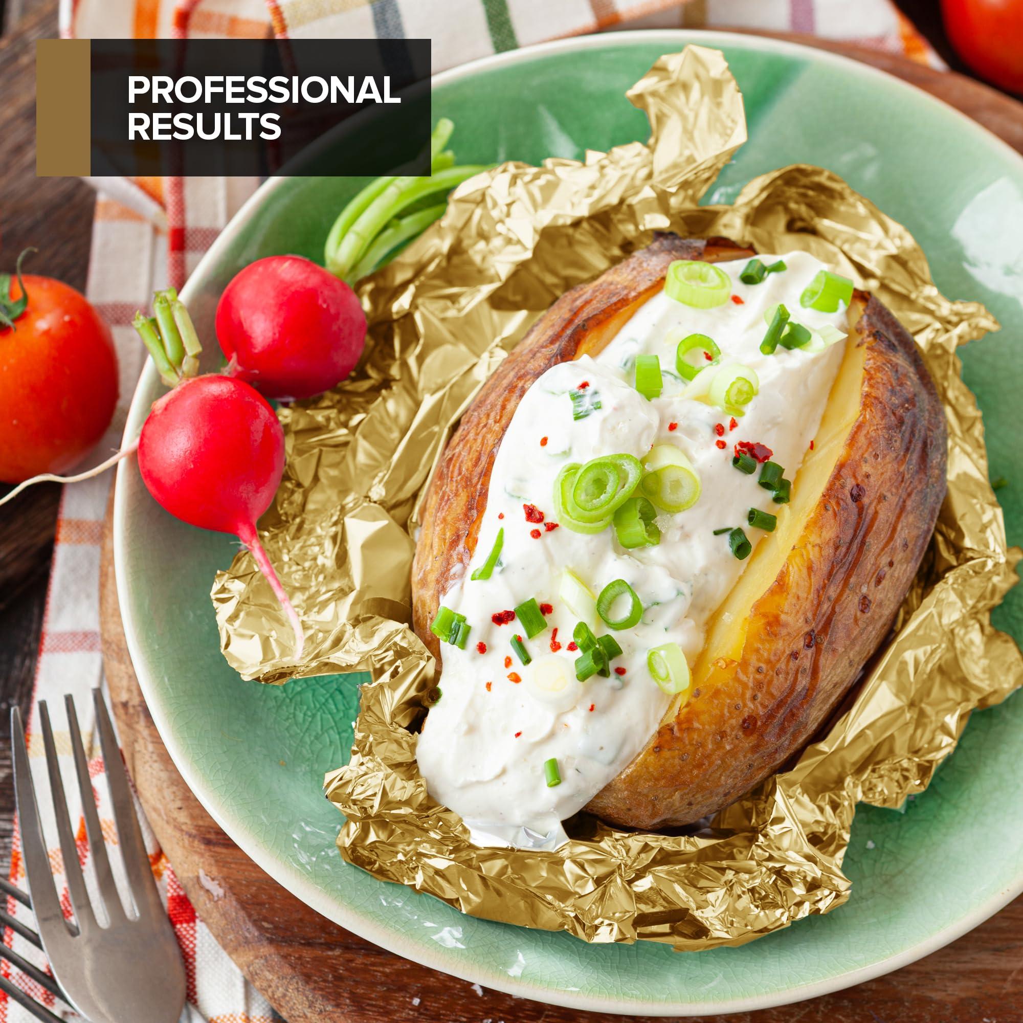 Stock Your Home 200 Count Pre-Cut Gold Aluminum Foil Sheets, 9 Gold Pop Up Foil Sheets for Restaurant, Disposable Foil Sheets for Food Wrapping, Gold Foil Sheets for Hair Highlighting, Stock Your Home