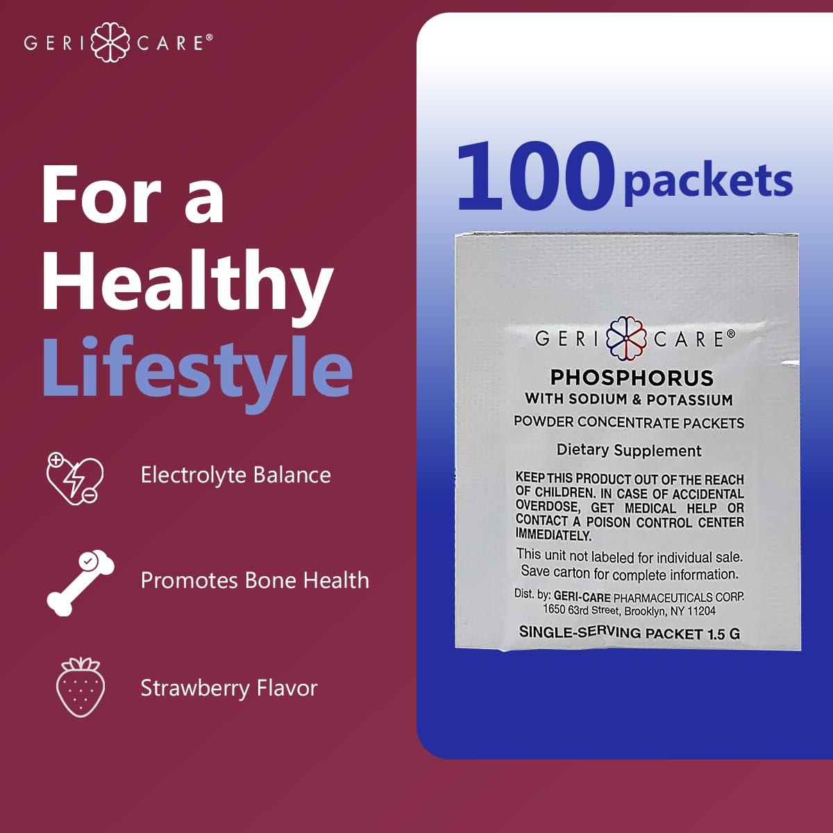 GeriCare GeriCare Phosphorus Supplement with Sodium & Potassium, Concentrated Strawberry Flavored Powder (100 1.5g Packets)