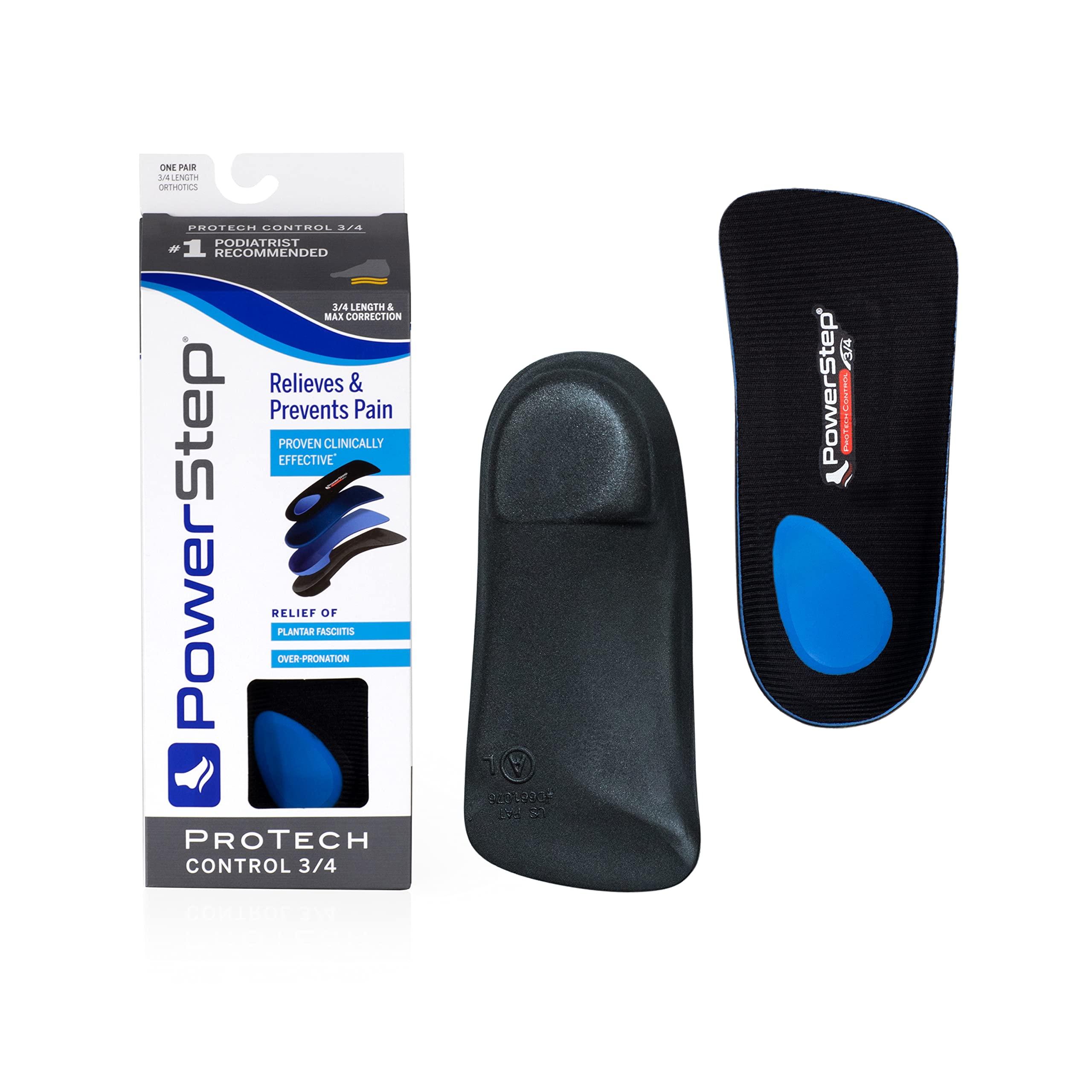 Powerstep Powerstep ProTech Control 3/4 Orthotic Inserts - Medical Grade Orthotics for Overpronation, Plantar Fasciitis, and Arch Pain - Moderate Cushioning with Premium Foam Heel (M 10-10.5 W 12-12.5)