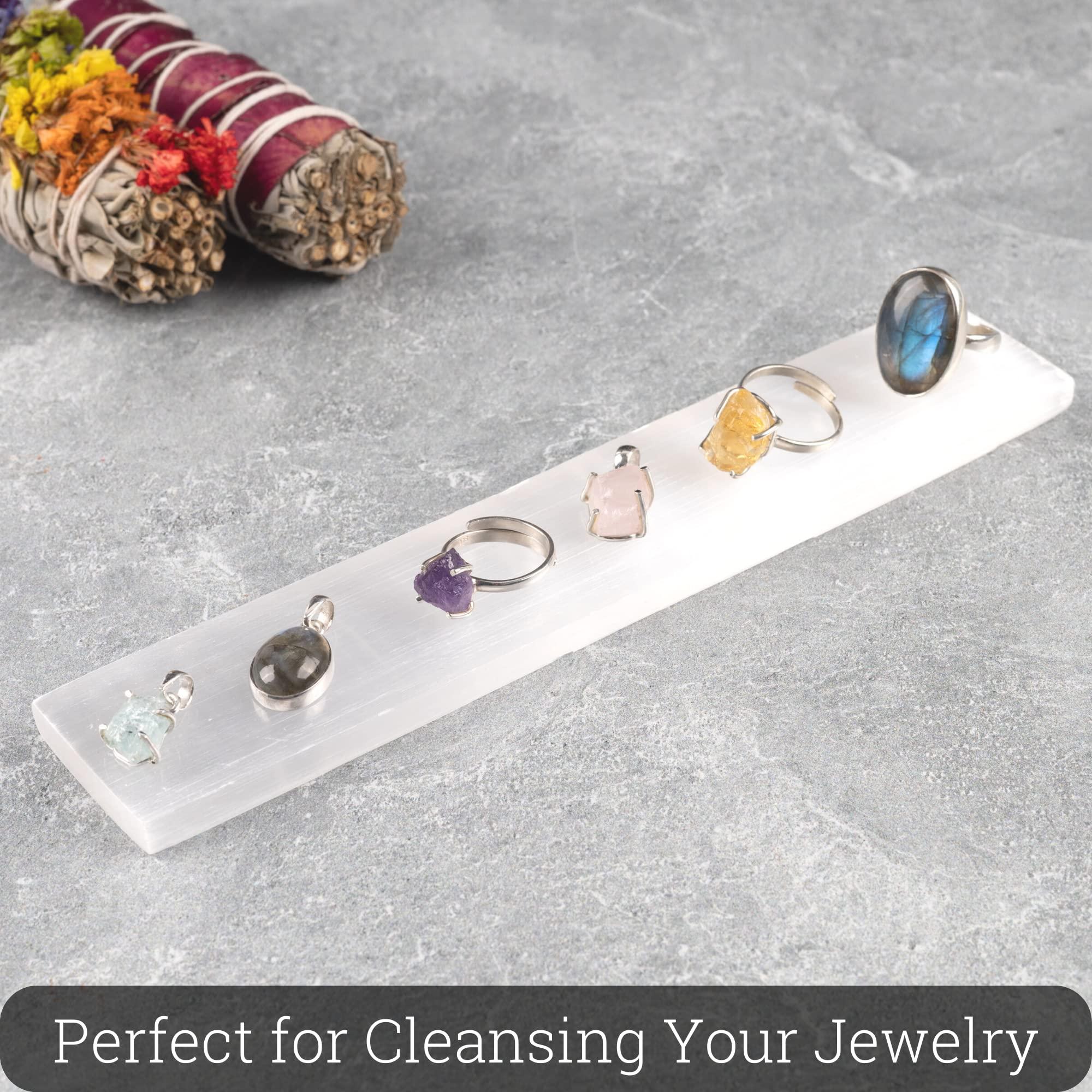 Wish Well Large Selenite Charging Plate 7.5 Inches Selenite Crystal Plate Ideal for Cleansing and Recharging Crystals and Healing Stones, Reiki, Meditation Protection Crystals Spiritual Gifts & Decor