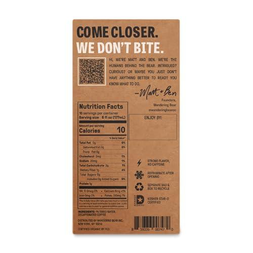 Wandering Bear Wandering Bear DECAF Cold Brew Coffee On Tap, 96 fl oz - Extra Strong, Smooth, Unsweetened, Shelf-Stable, and Ready to Drink Iced Coffee, Cold Brewed Coffee, Cold Coffee