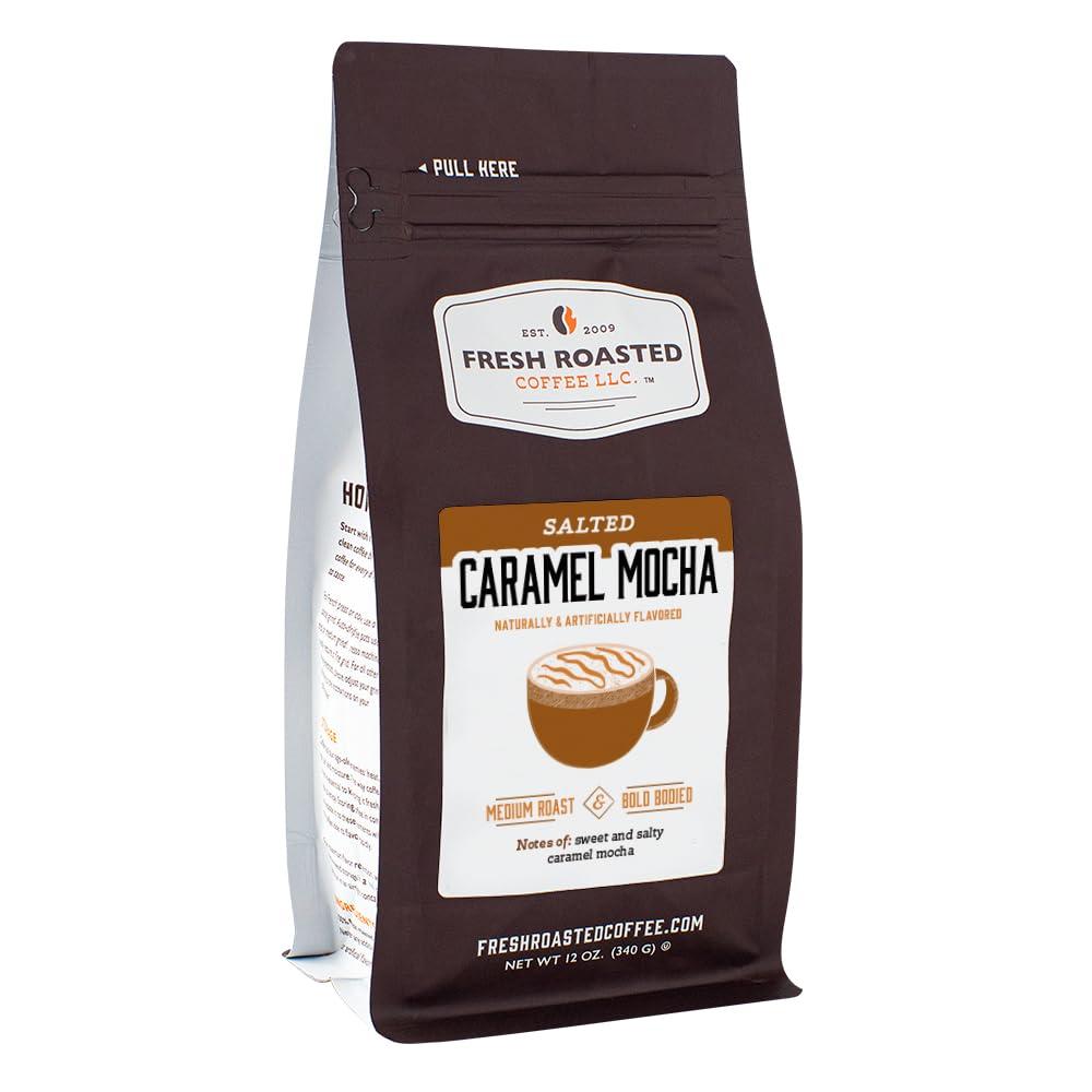 Fresh Roasted Coffee Fresh Roasted Coffee, Salted Caramel Mocha Flavored Coffee, 12 oz, Medium Roast, Kosher, Ground