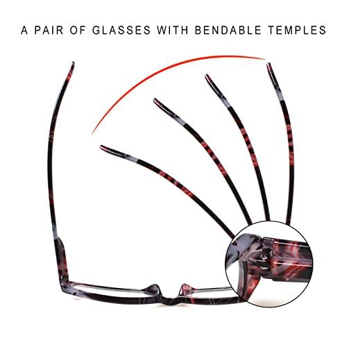 SIGVAN 5 Pack Spring Hinge Reading Glasses Rectangular Fashion Quality Readers for Men and Women (5 Mix, 1.50)