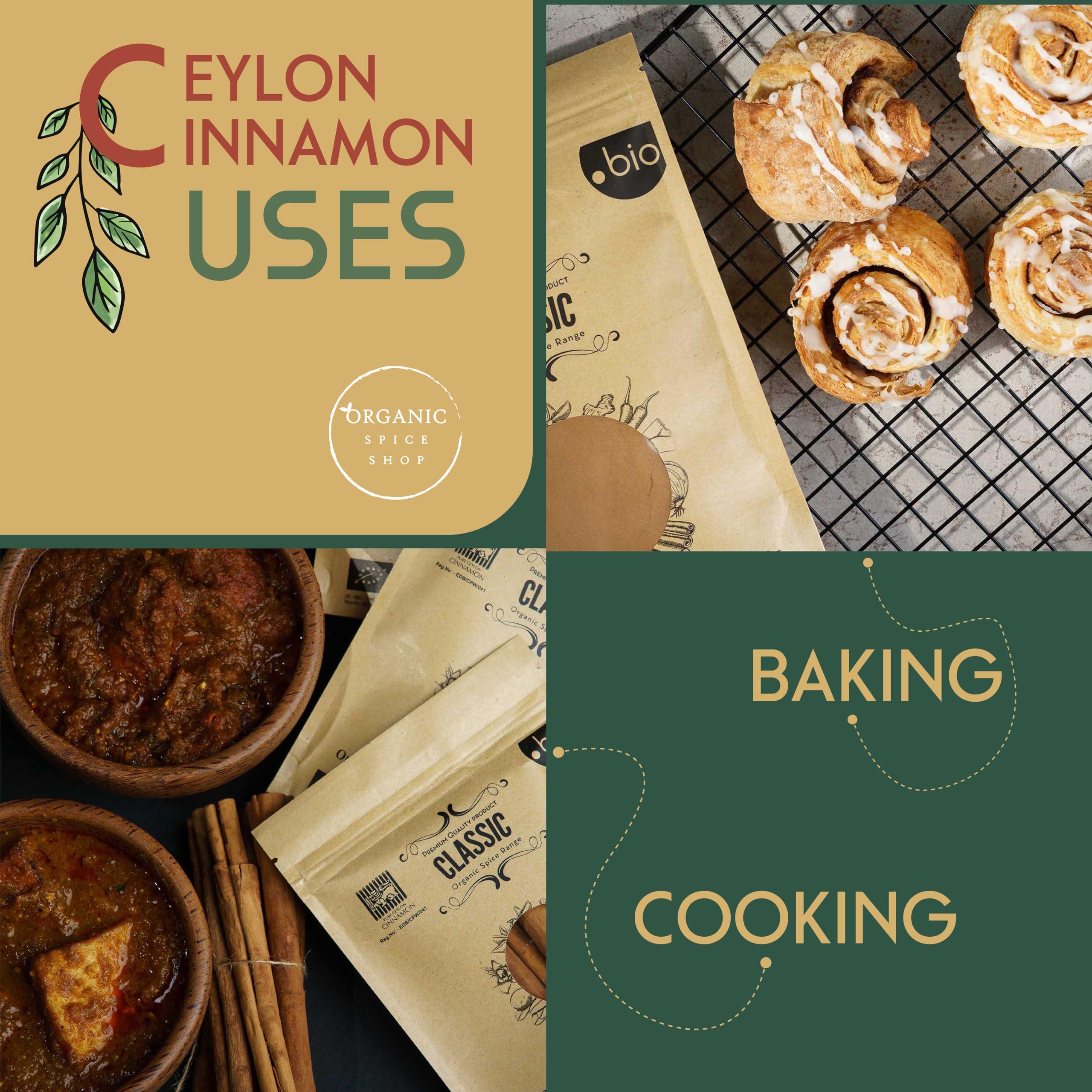 Organic Spice Shop Organic Ceylon Cinnamon Powder | Certified USDA Organic and Kosher| Ceylon Cinnamon Powder Organic from Sri Lanka | Organic Cinnamon Ceylon from Sri Lanka| Premium Quality True Cinnamon Powder | 7 oz (200g) Eco-Friendly Resealable Bag