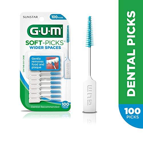 GUM GUM Soft-Picks Wider Space, Easy to Use Dental Picks for Teeth Cleaning and Gum Health, With Convenient Carry Case, Dentist Recommended Dental Floss Picks, 100ct