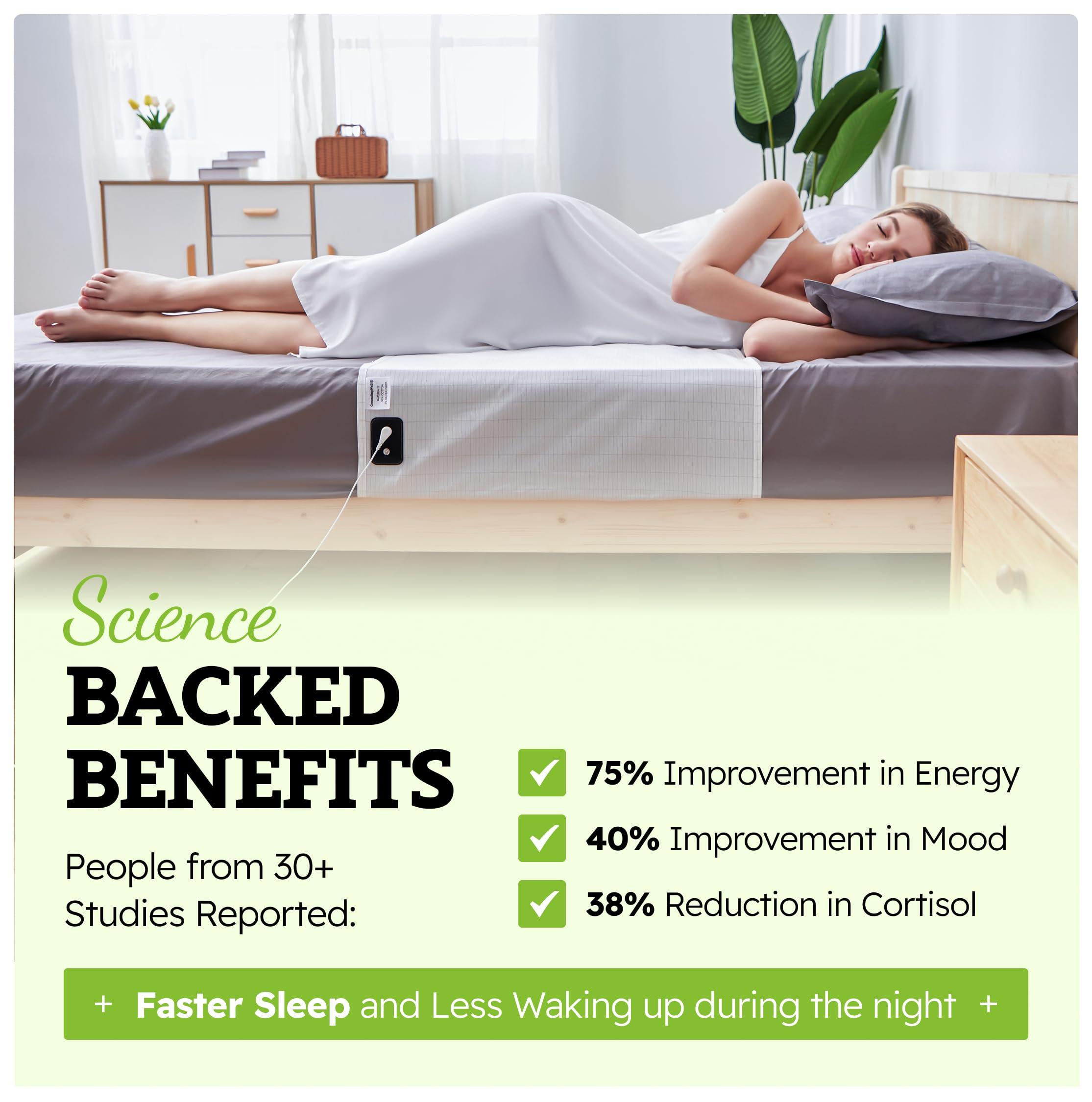 GroundingWell GroundingWell Grounding Sheet, Fits ALL Bed Sizes, Organic Cotton + Silver Fiber, 24\" x 104\"