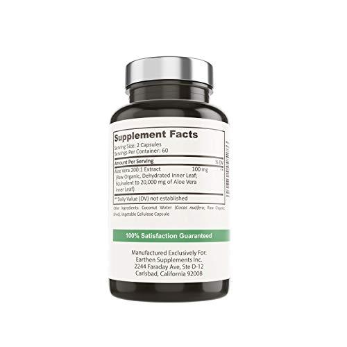 EARTHEN supplements Aloe Vera Supplement | Equivalent to 20,000mg | Made with Organic Ingredients | RAW All Natural | Non-GMO