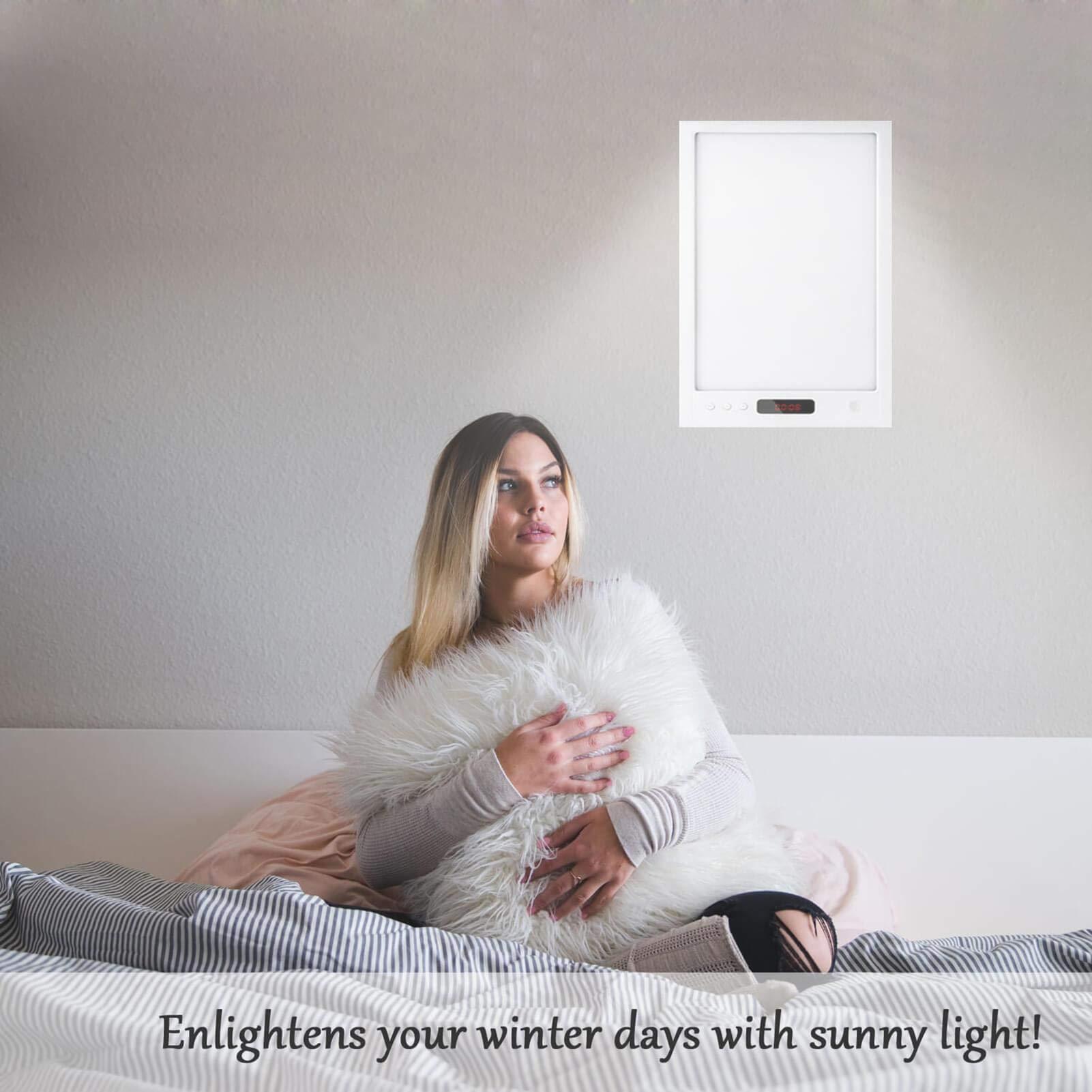 Blancka Light Therapy Lamp UV-Free 12000 Lux with Sunrise Sunset Simulation, Wake-up Light with 40 Level Adjustable Brightness, 5 Timer Function, Full Spectrum LED Sunlight for Home Office